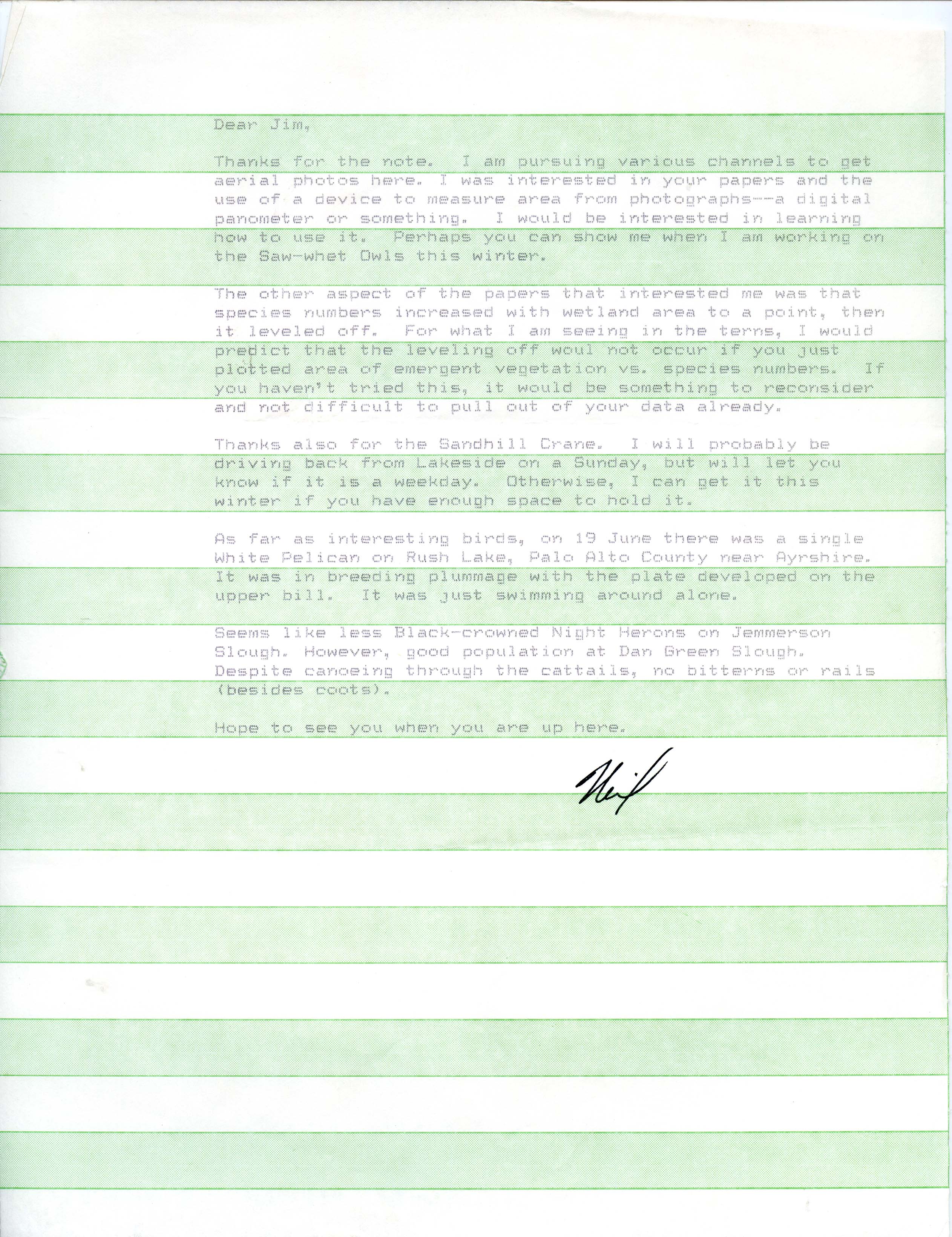 Neil Bernstein letter to James J. Dinsmore regarding personal papers, summer 1988