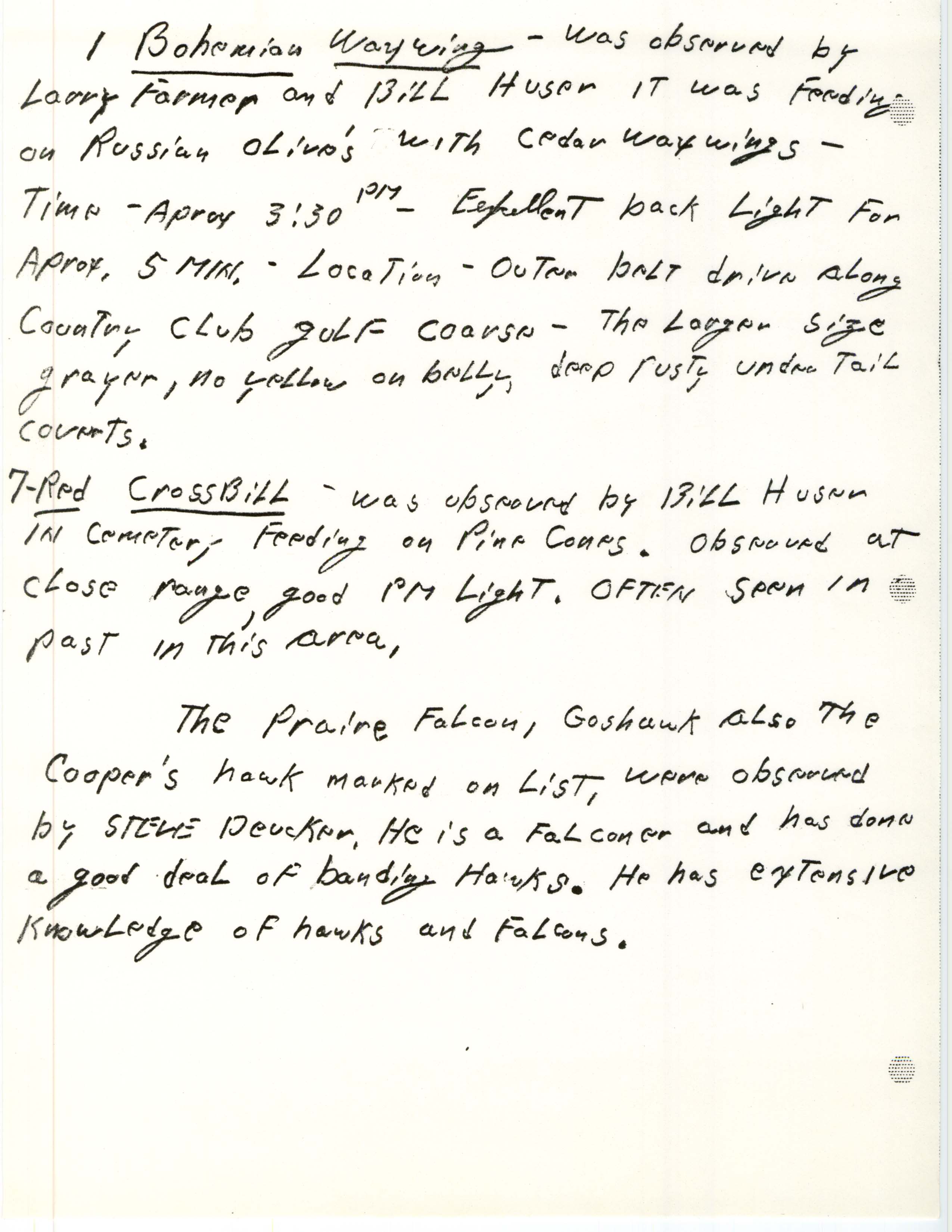 Field notes by Richard Nicholson, December 19, 1981