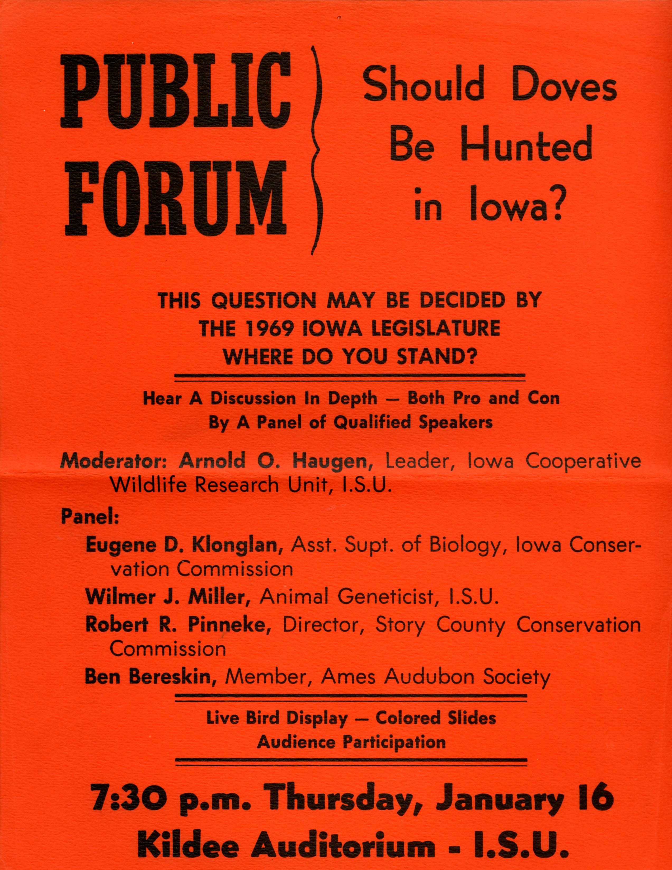 Public Forum: Should Doves Be Hunted in Iowa?