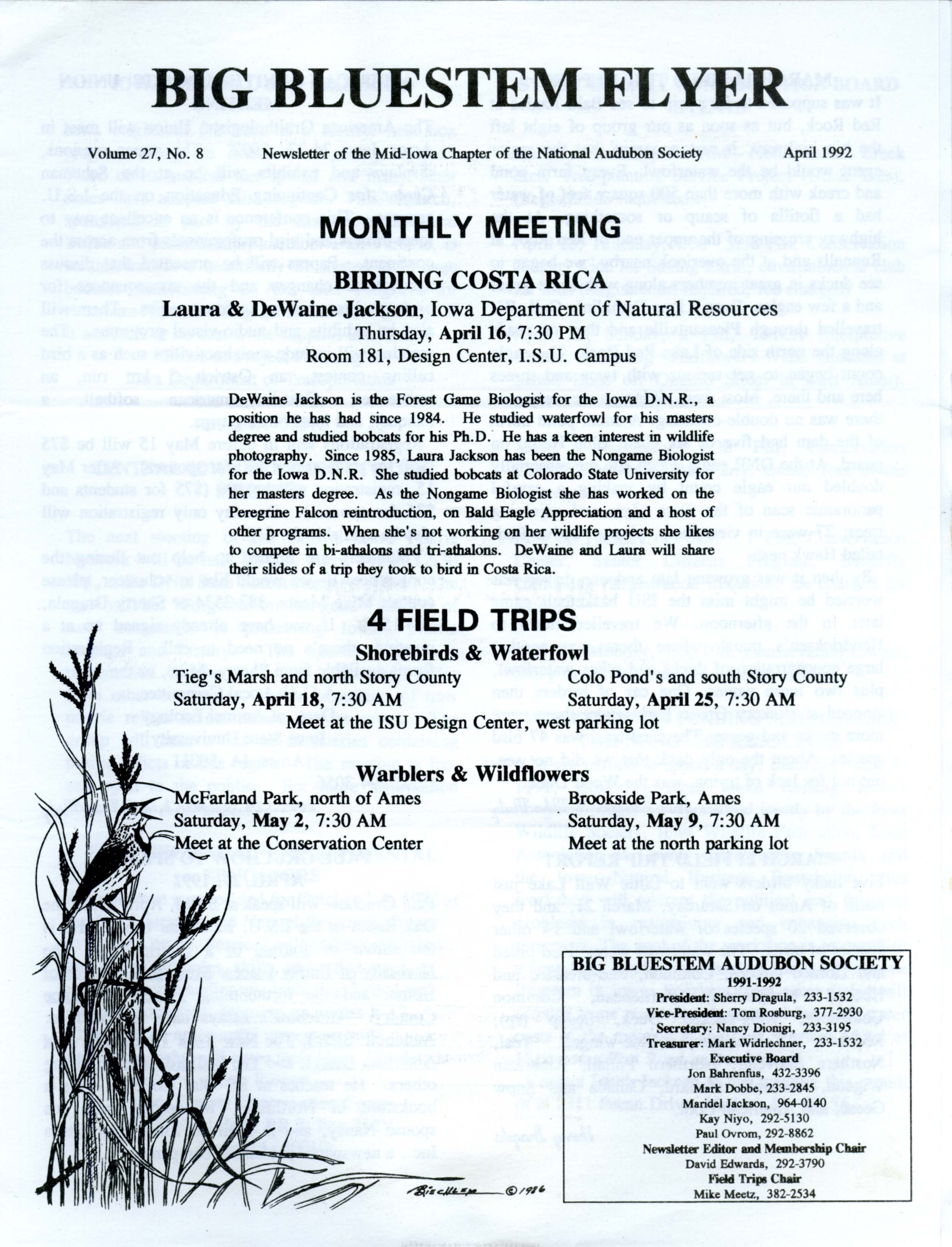 Big Bluestem Flyer, Volume 27, Number 8, April 1992