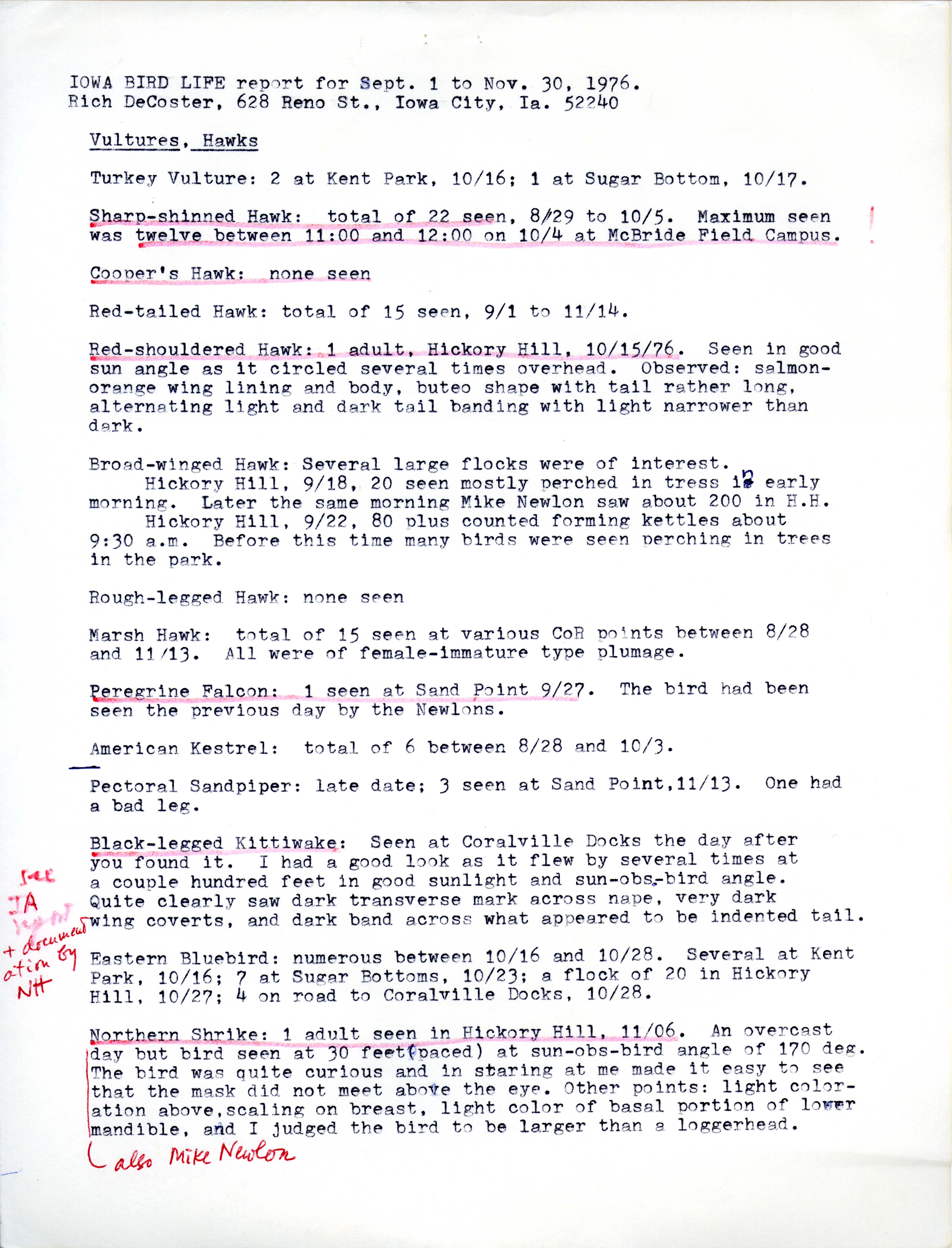 Iowa Bird Life report for September 1 to November 30, 1976