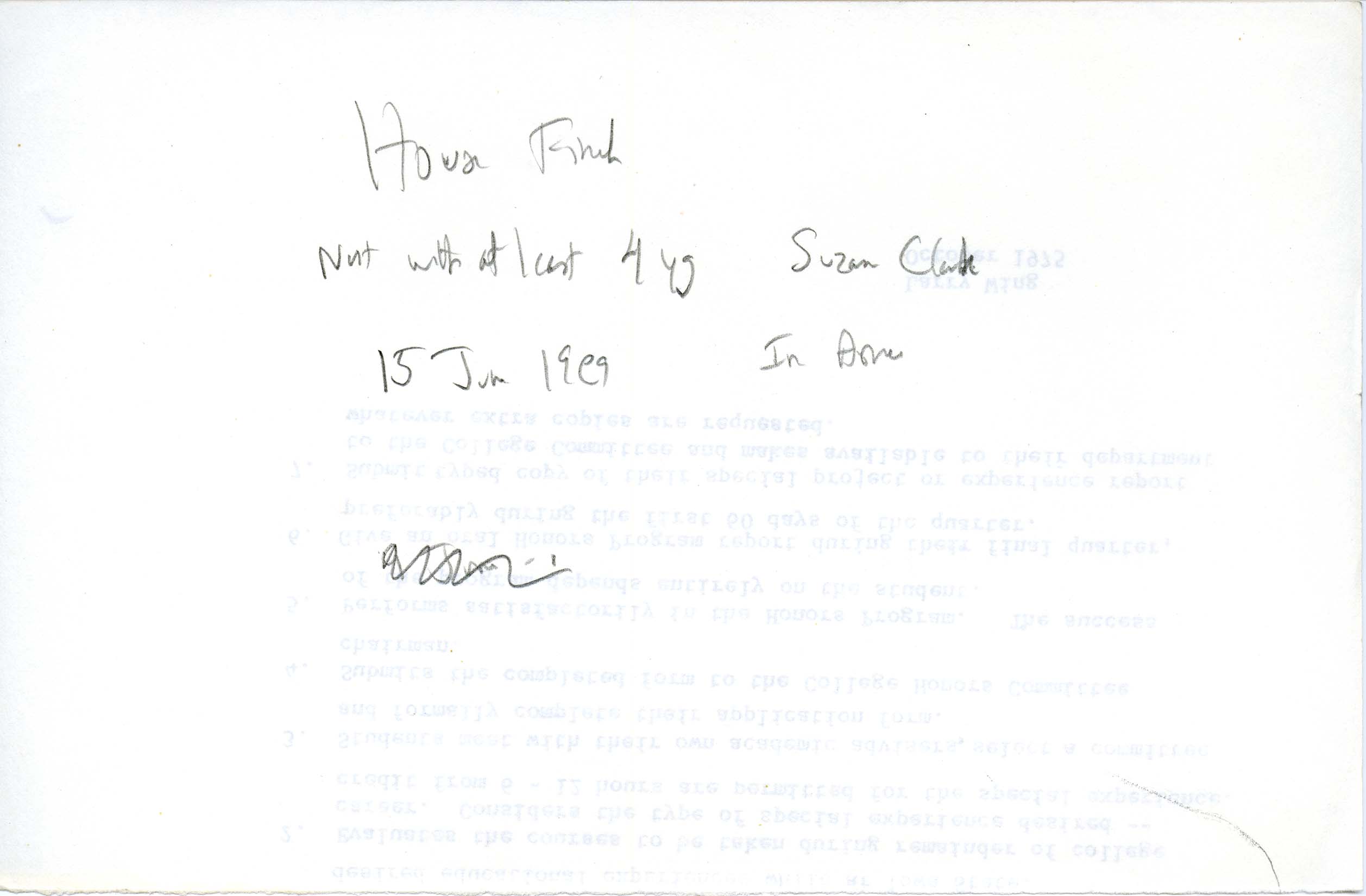 Field note about a House Finch sighting contributed by Suzanne Clark, June 15, 1989