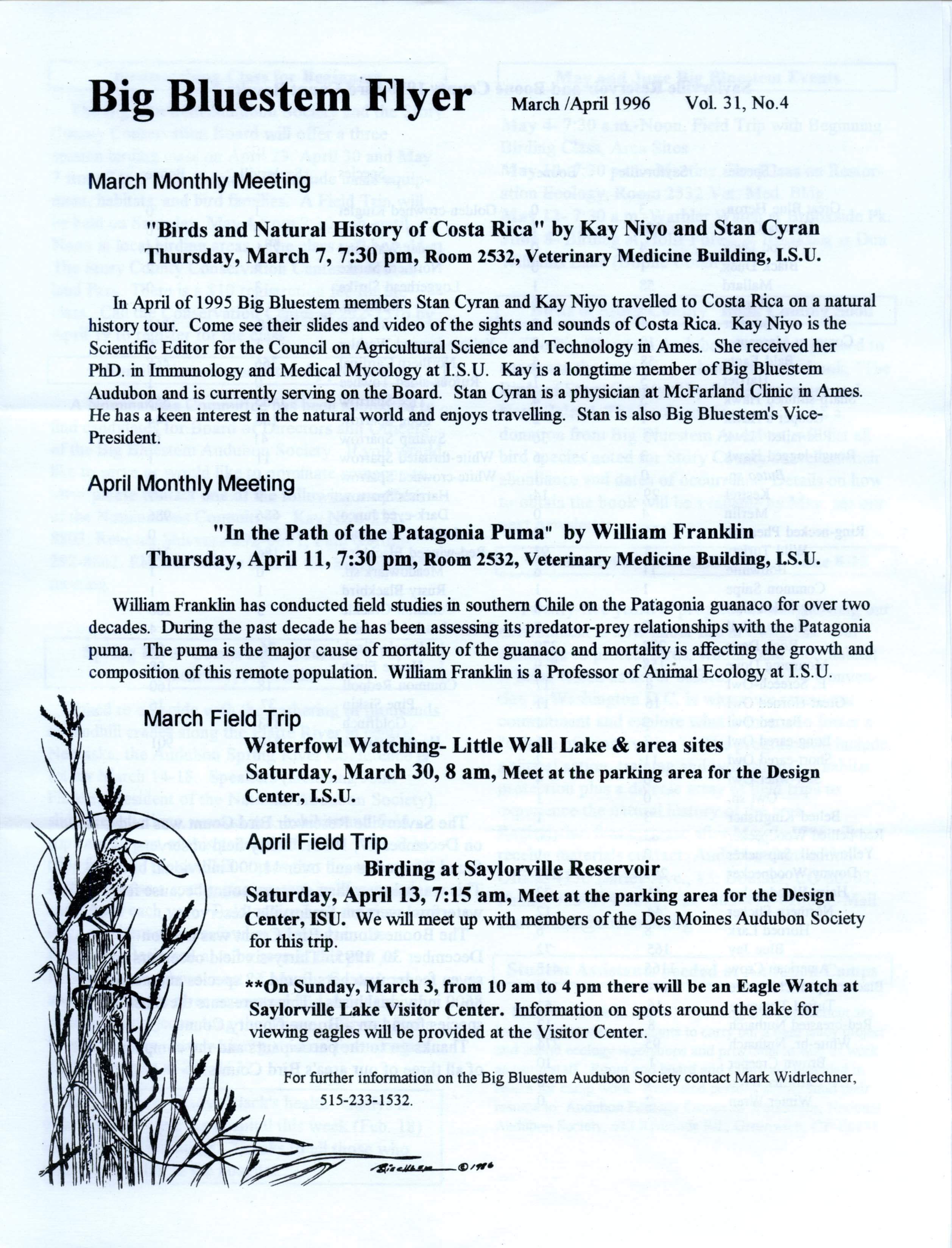 Big Bluestem Flyer, Volume 31, Number 4, March/April 1996