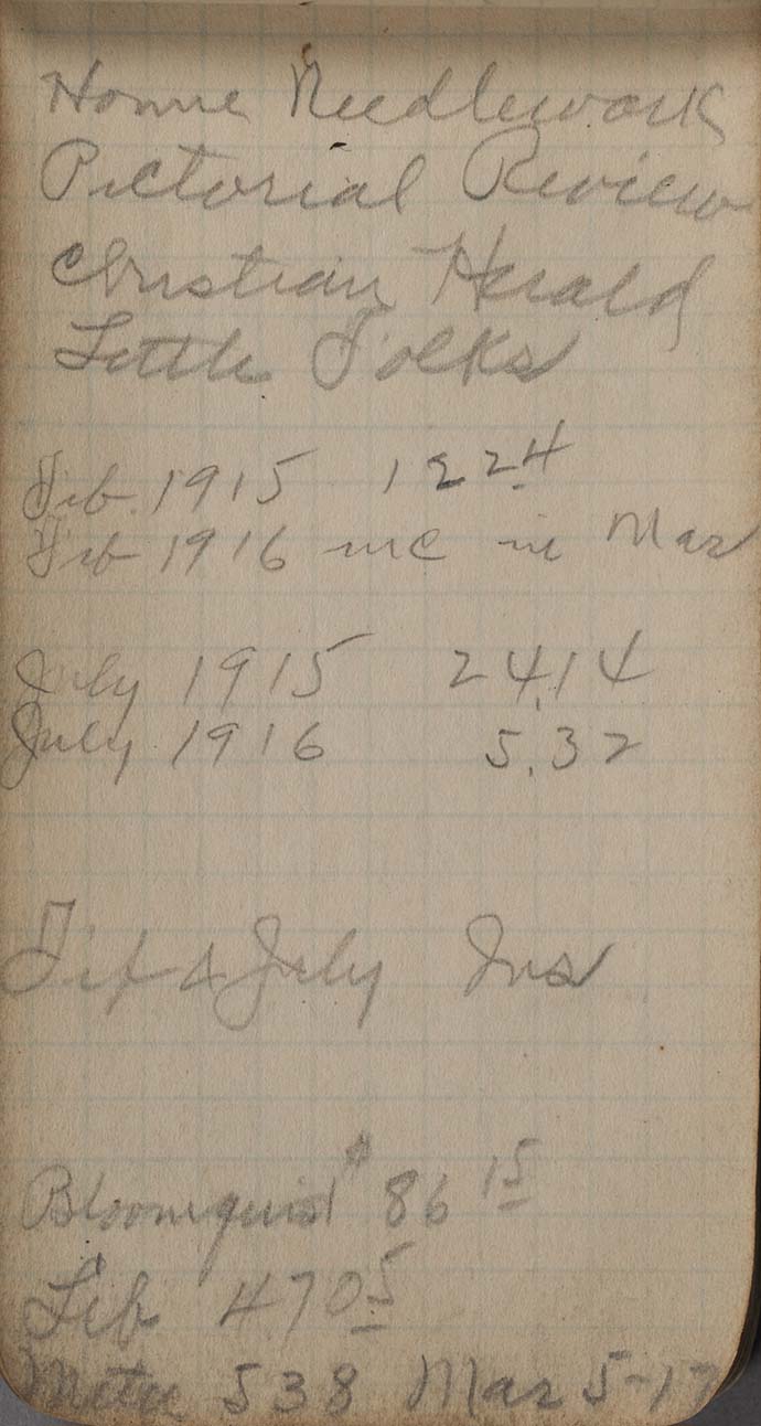Walter Rosene bird arrival notepad, 1914-1929