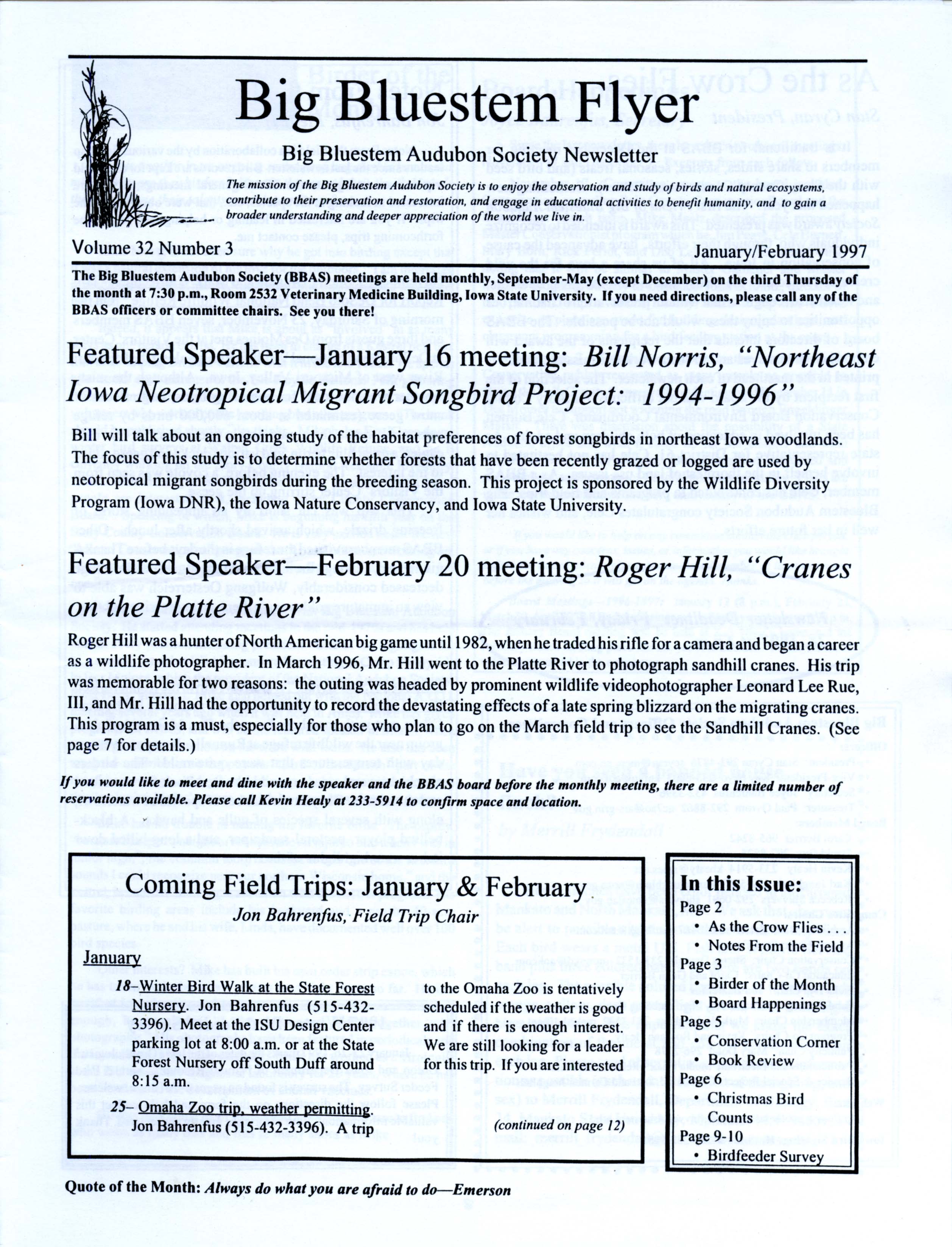 Big Bluestem Flyer, Volume 32, Number 3, January/February 1997