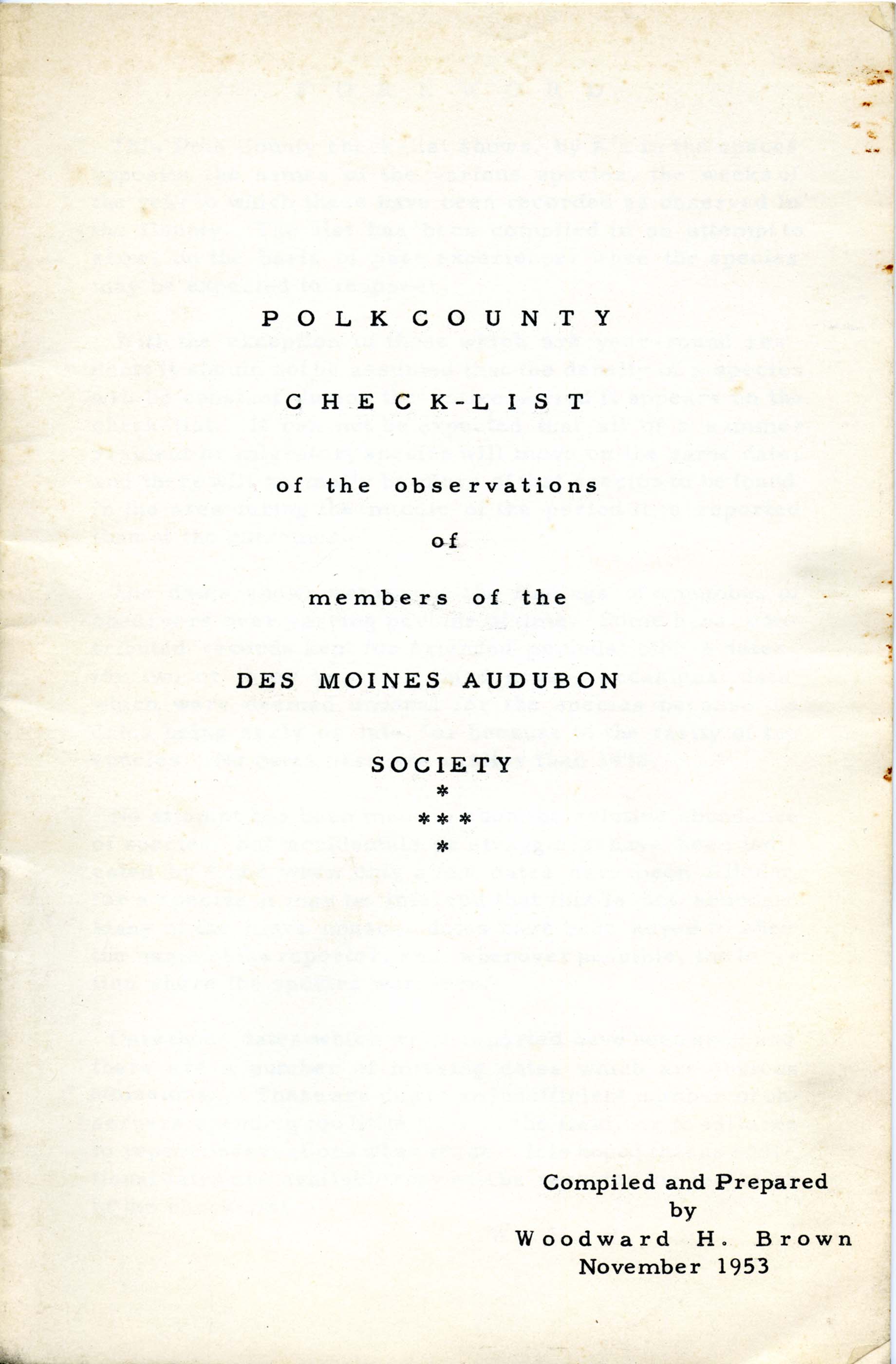 Polk County check-list of the observations of members of the Des Moines Audubon Society