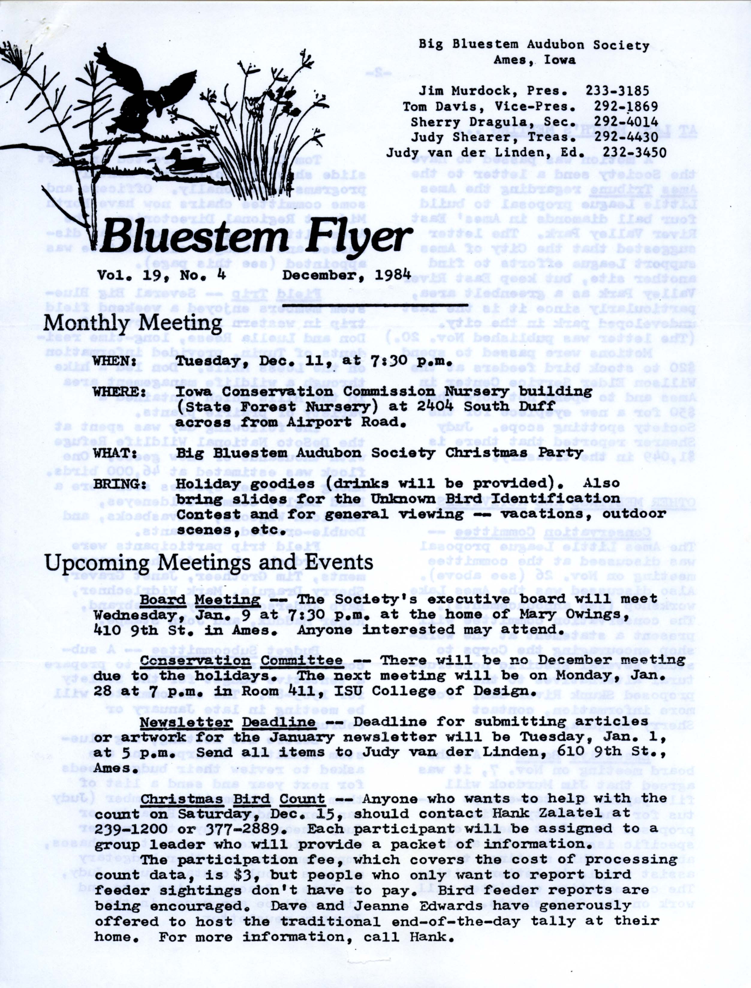 Bluestem Flyer, Volume 19, Number 4, December 1984