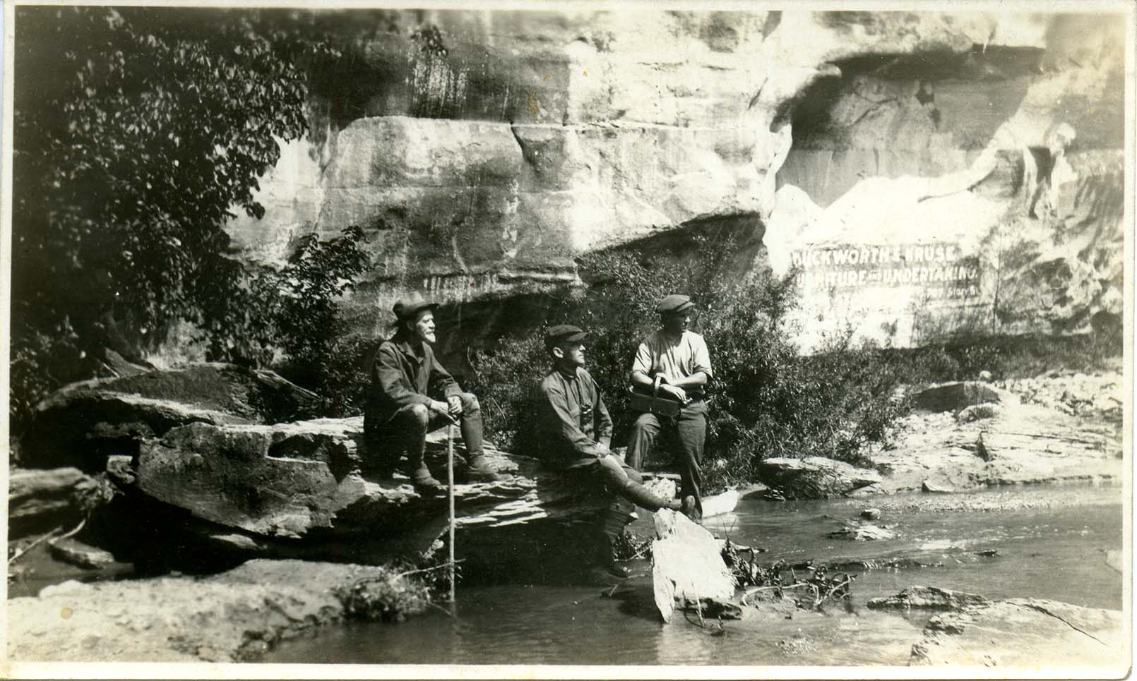 Photograph of Carl Fritz Henning, Walter Rosene, and Charles J. Spiker at Ledges State Park