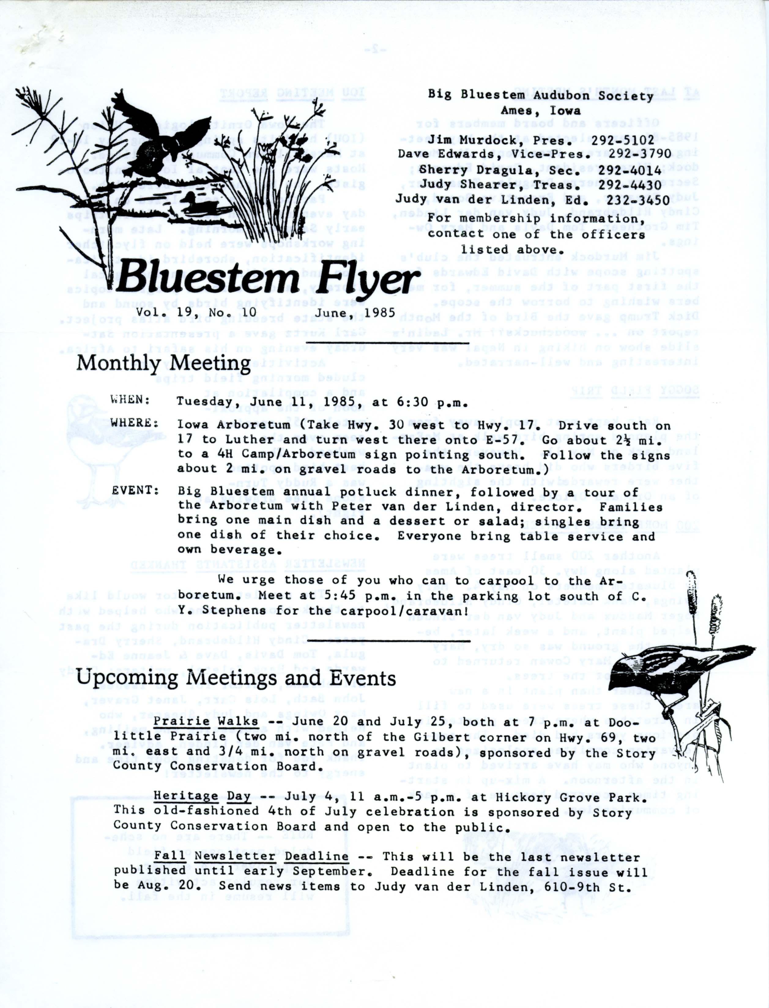 Bluestem Flyer, Volume 19, Number 10, June 1985