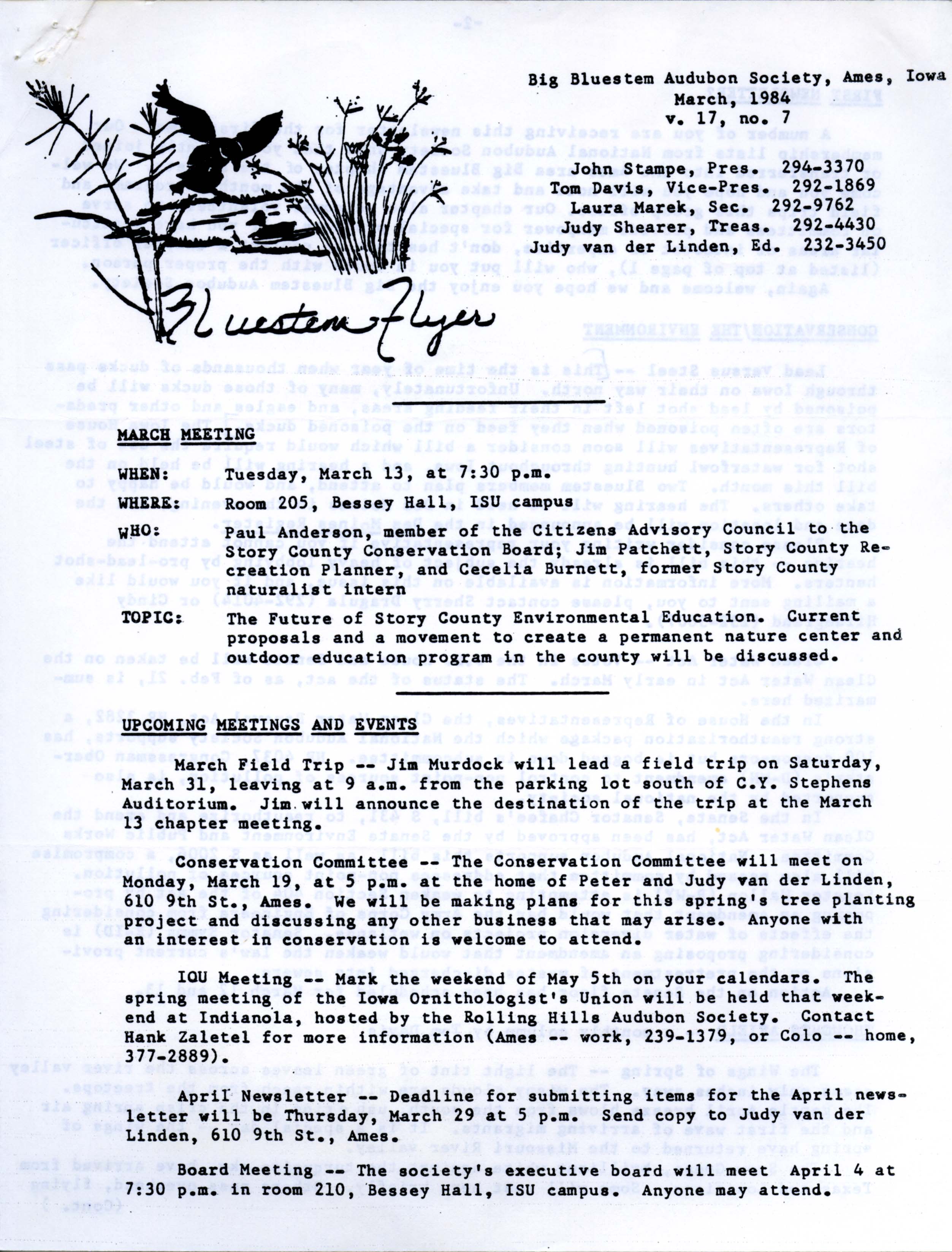 Bluestem Flyer, Volume 17, Number 7, March 1984