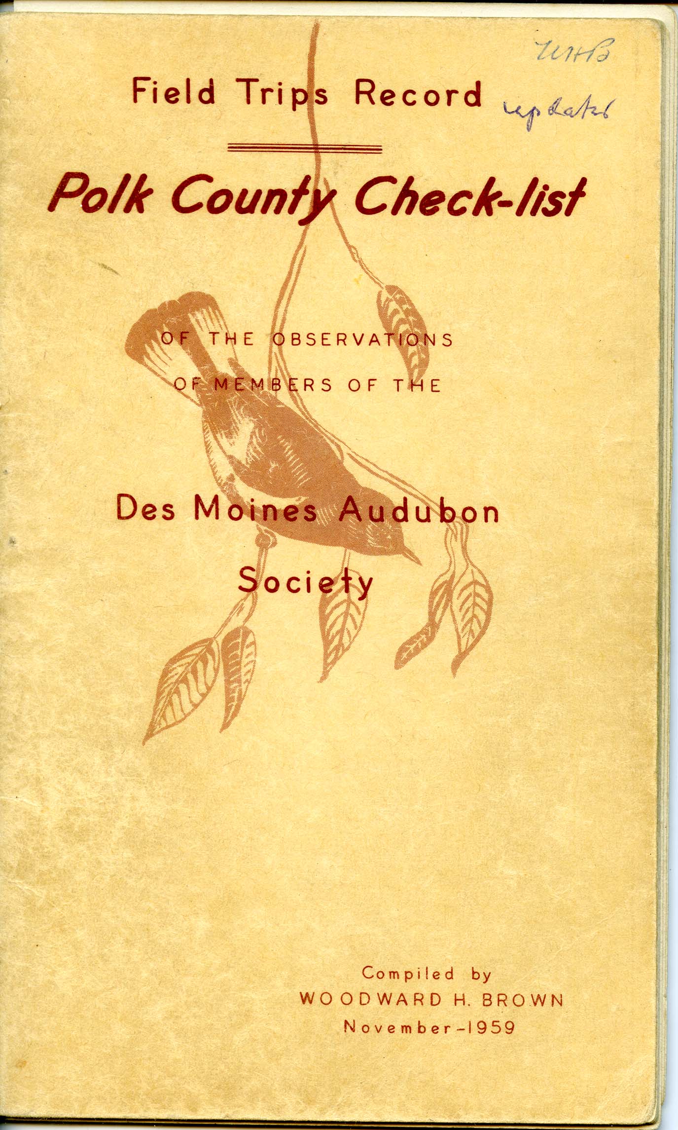 Annotated copy of Polk County check-list of the observations of members of the Des Moines Audubon Society, 1959