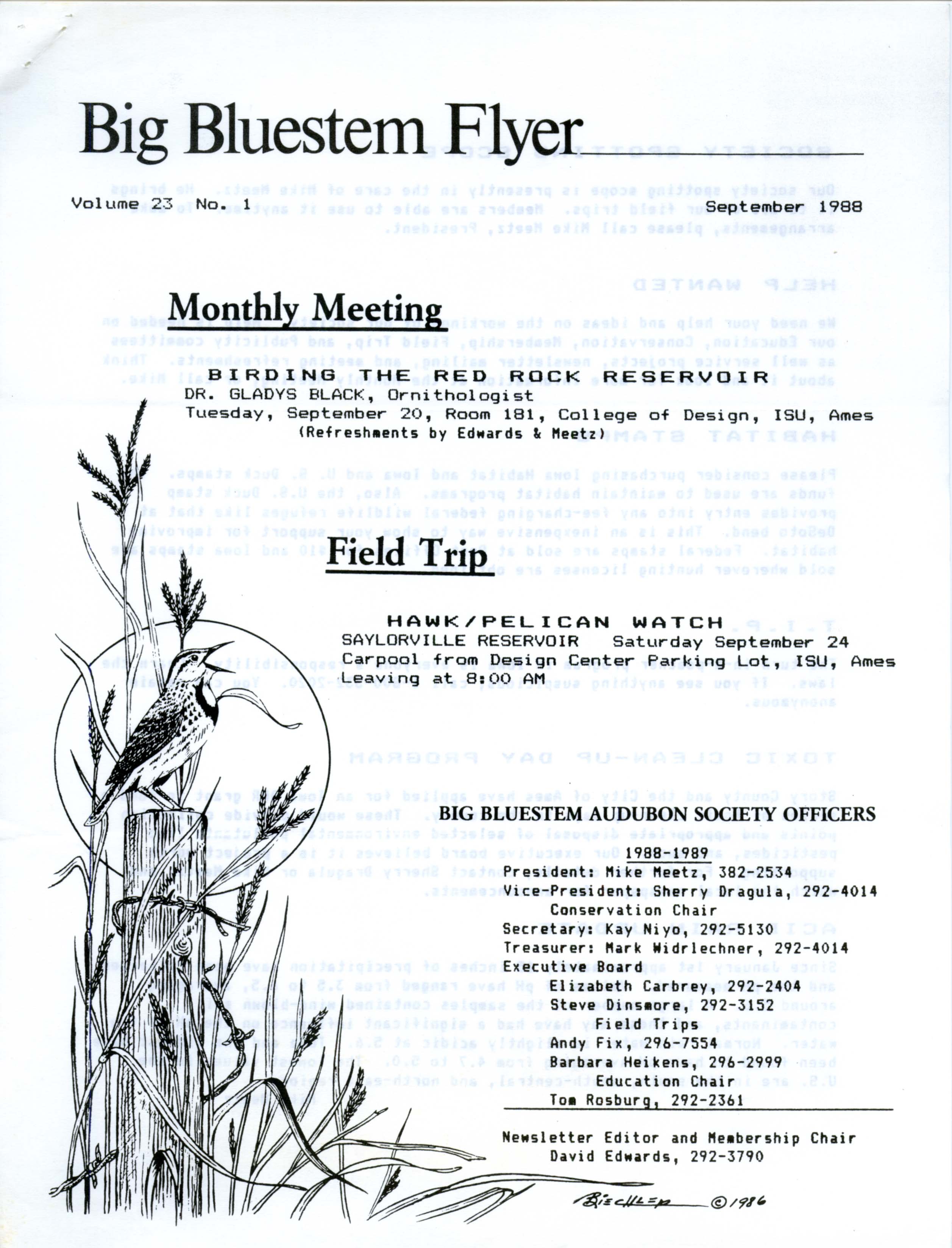 Big Bluestem Flyer, Volume 23, Number 1, September 1988