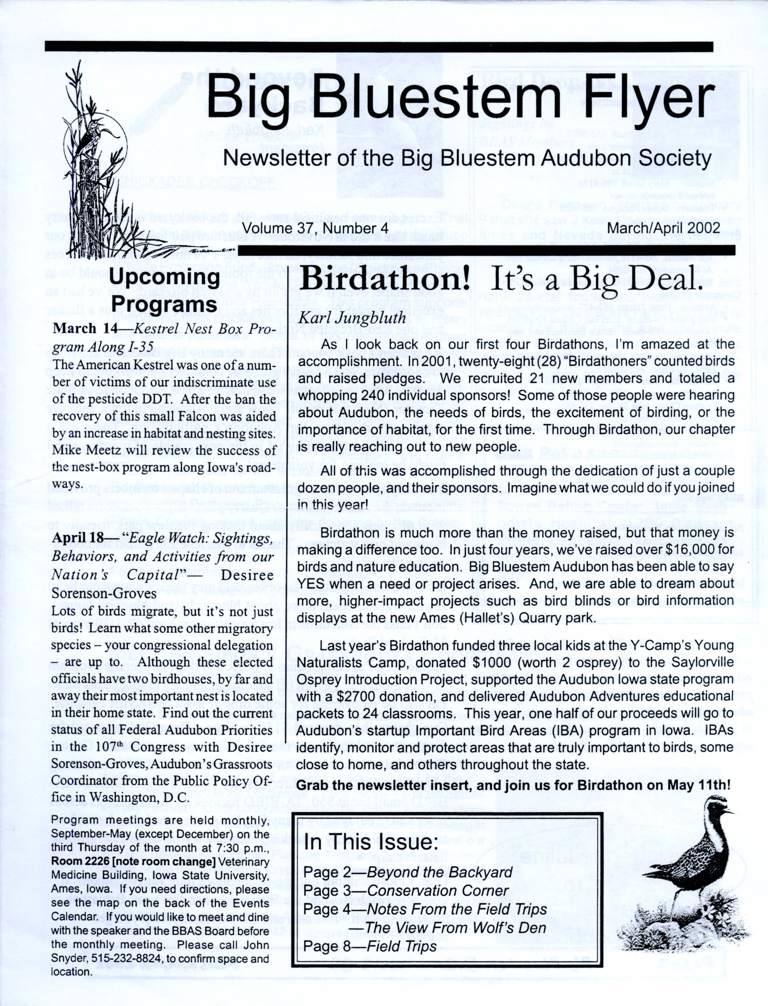 Big Bluestem Flyer, Volume 37, Number 4, March/April 2002