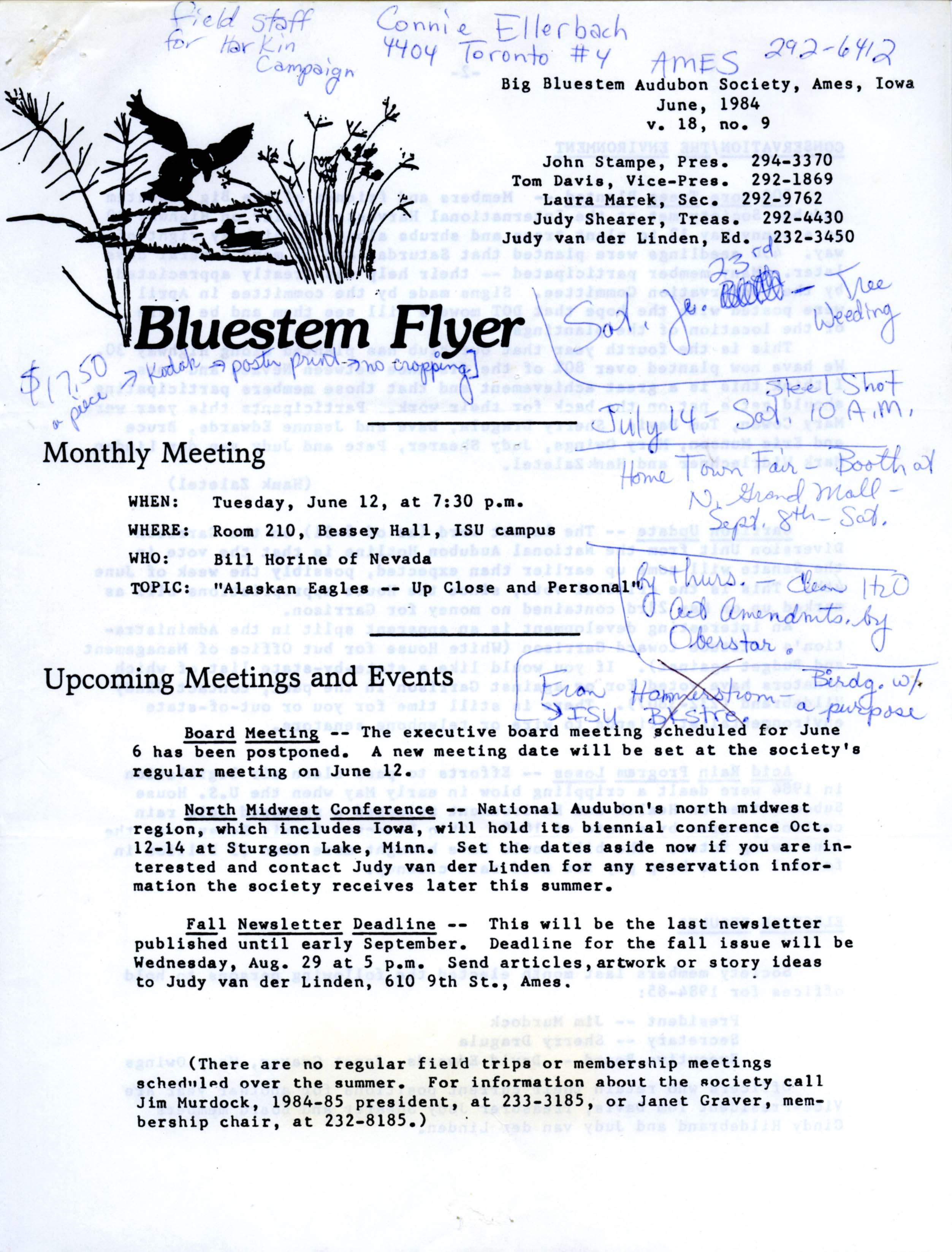 Bluestem Flyer, Volume 18, Number 9, June 1984