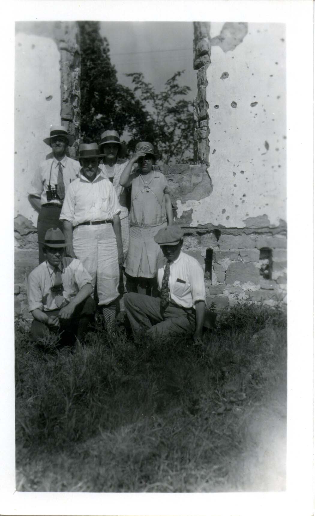 Photograph of a group at the ruins of old Fort Crawford