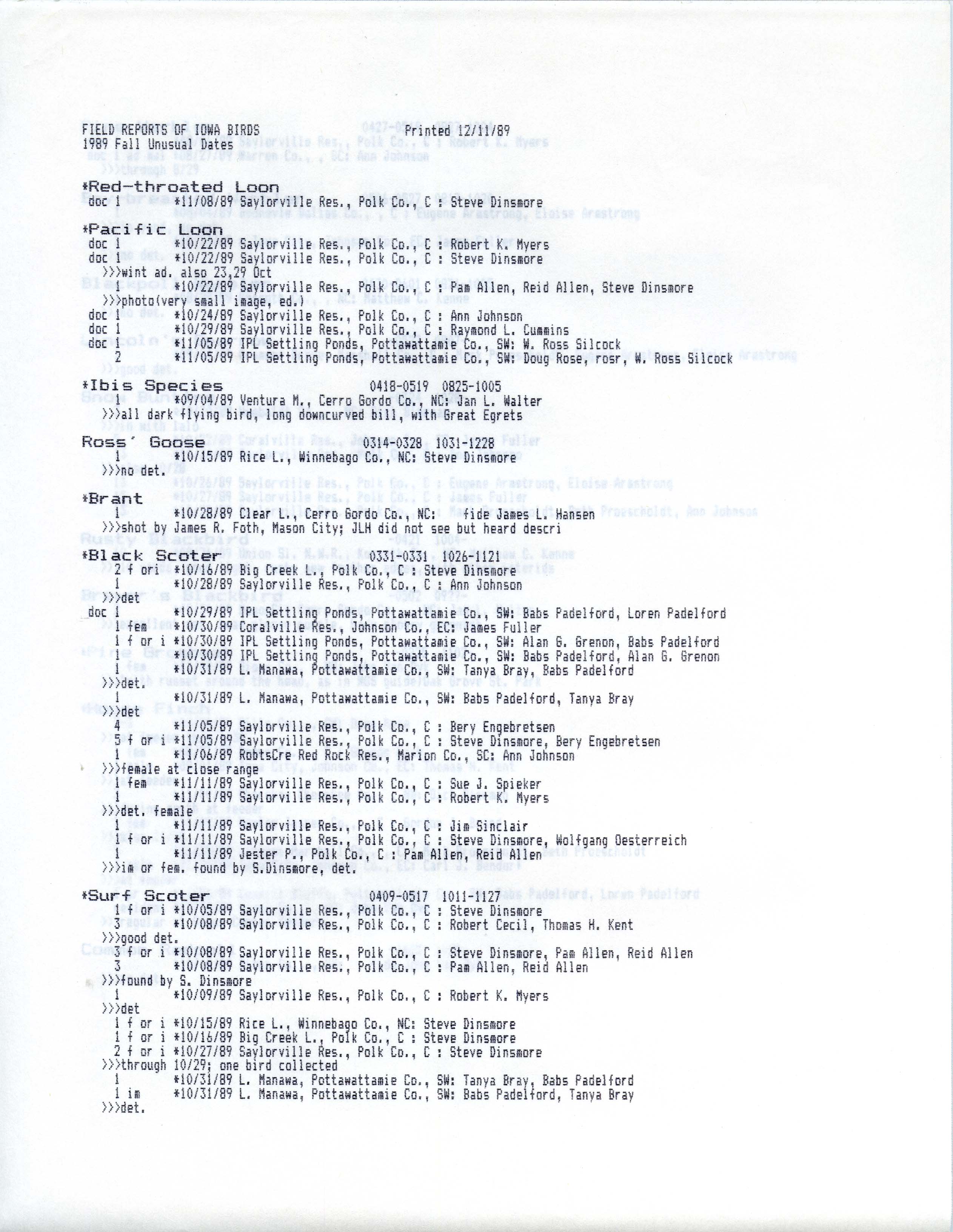 Field reports, unknown compiler, fall 1989