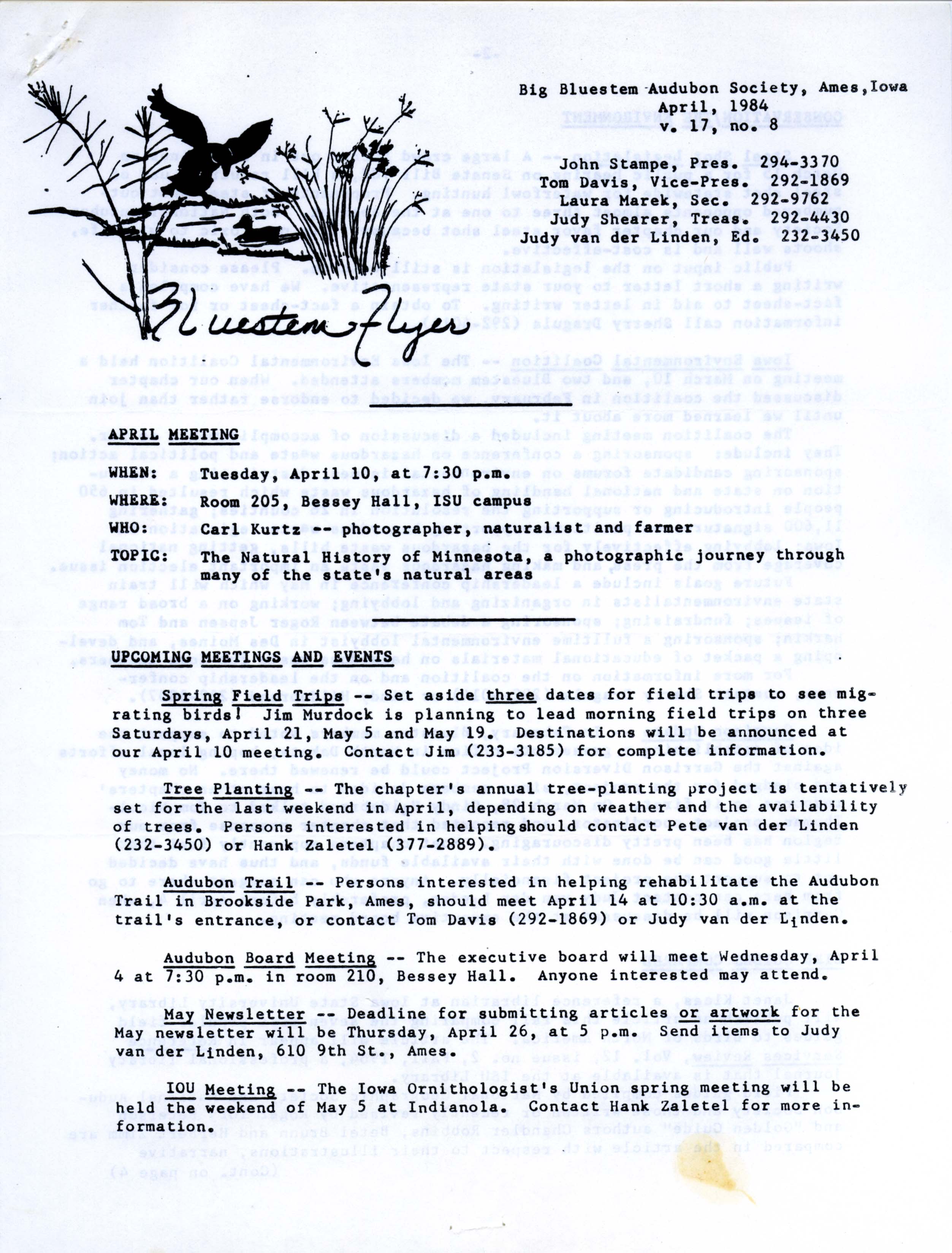 Bluestem Flyer, Volume 17, Number 8, April 1984
