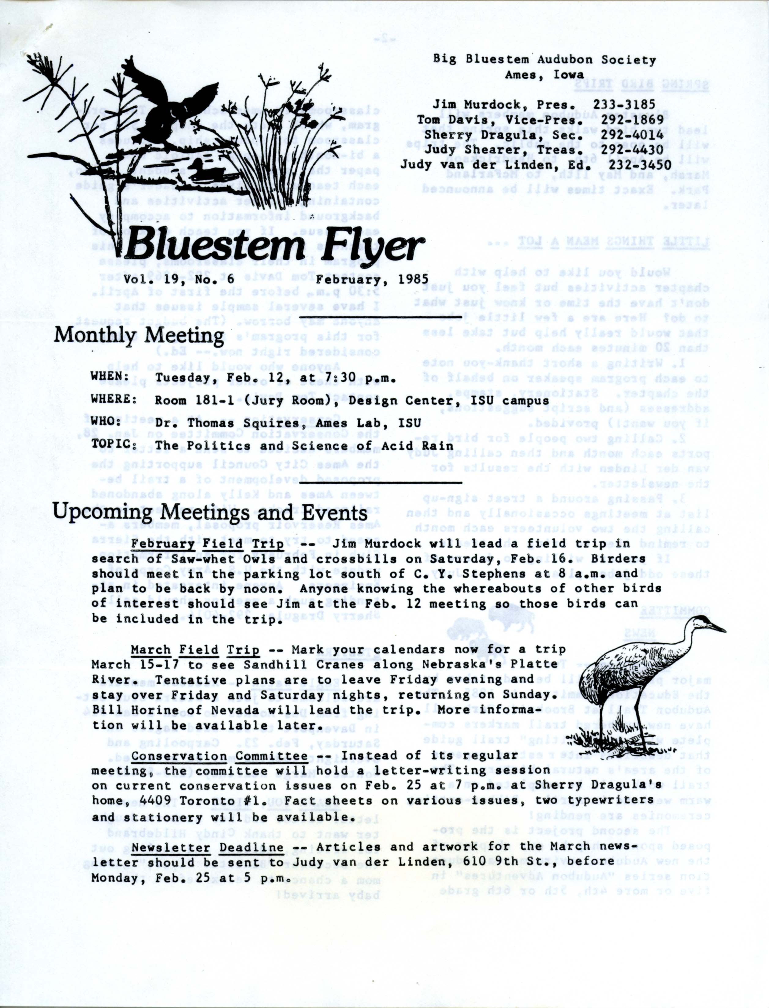 Bluestem Flyer, Volume 19, Number 6, February 1985