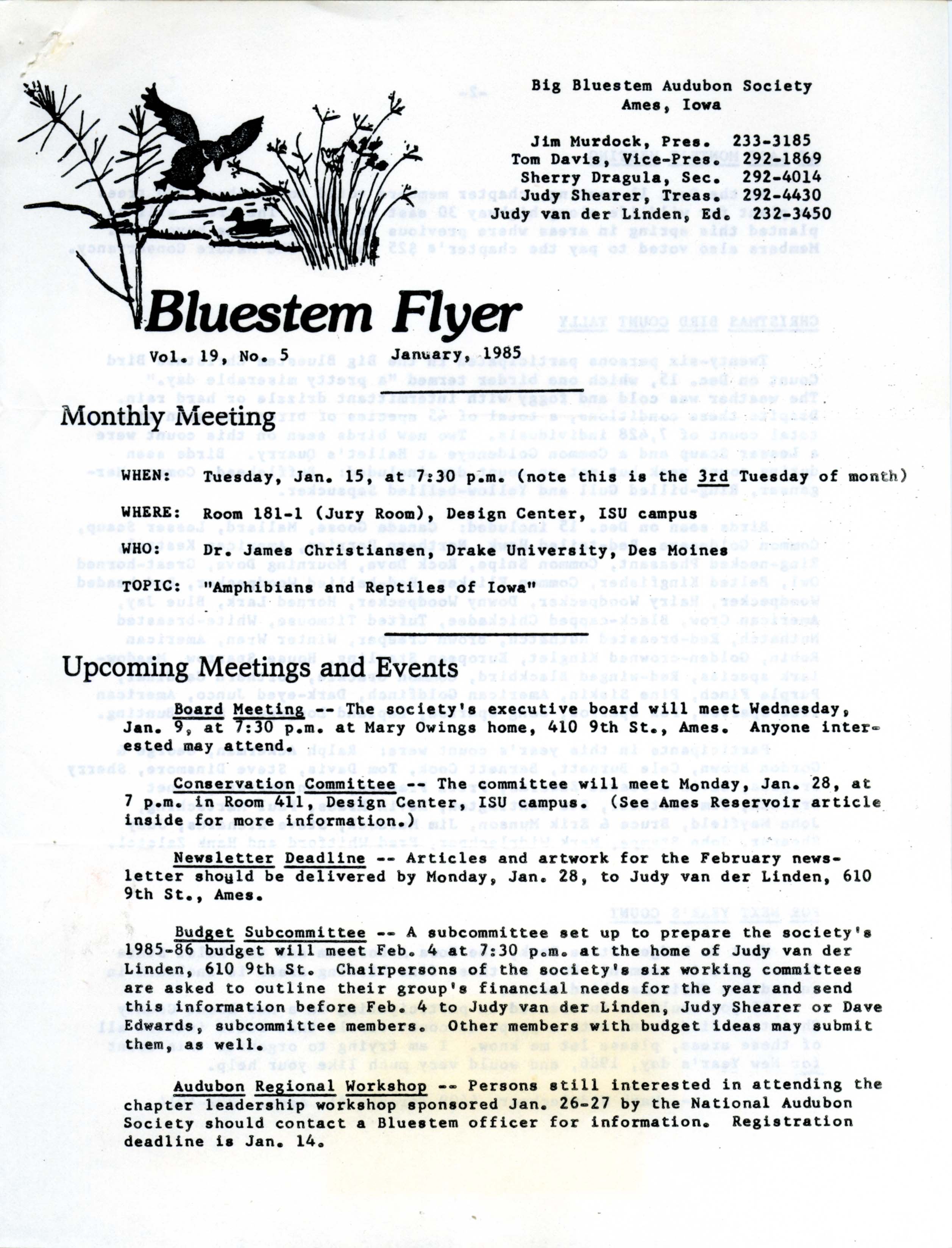 Bluestem Flyer, Volume 19, Number 5, January 1985