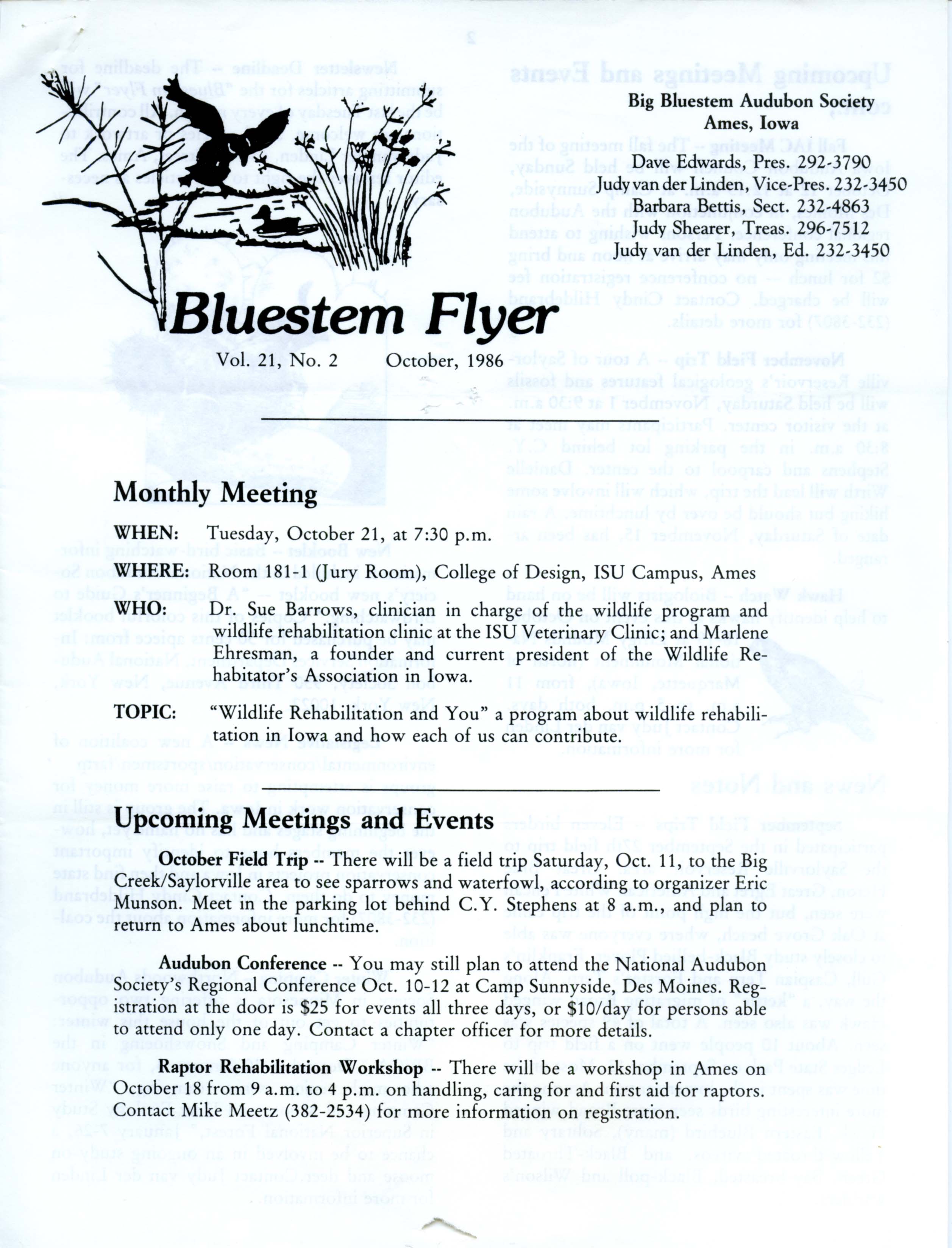 Bluestem Flyer, Volume 21, Number 2, October 1986 