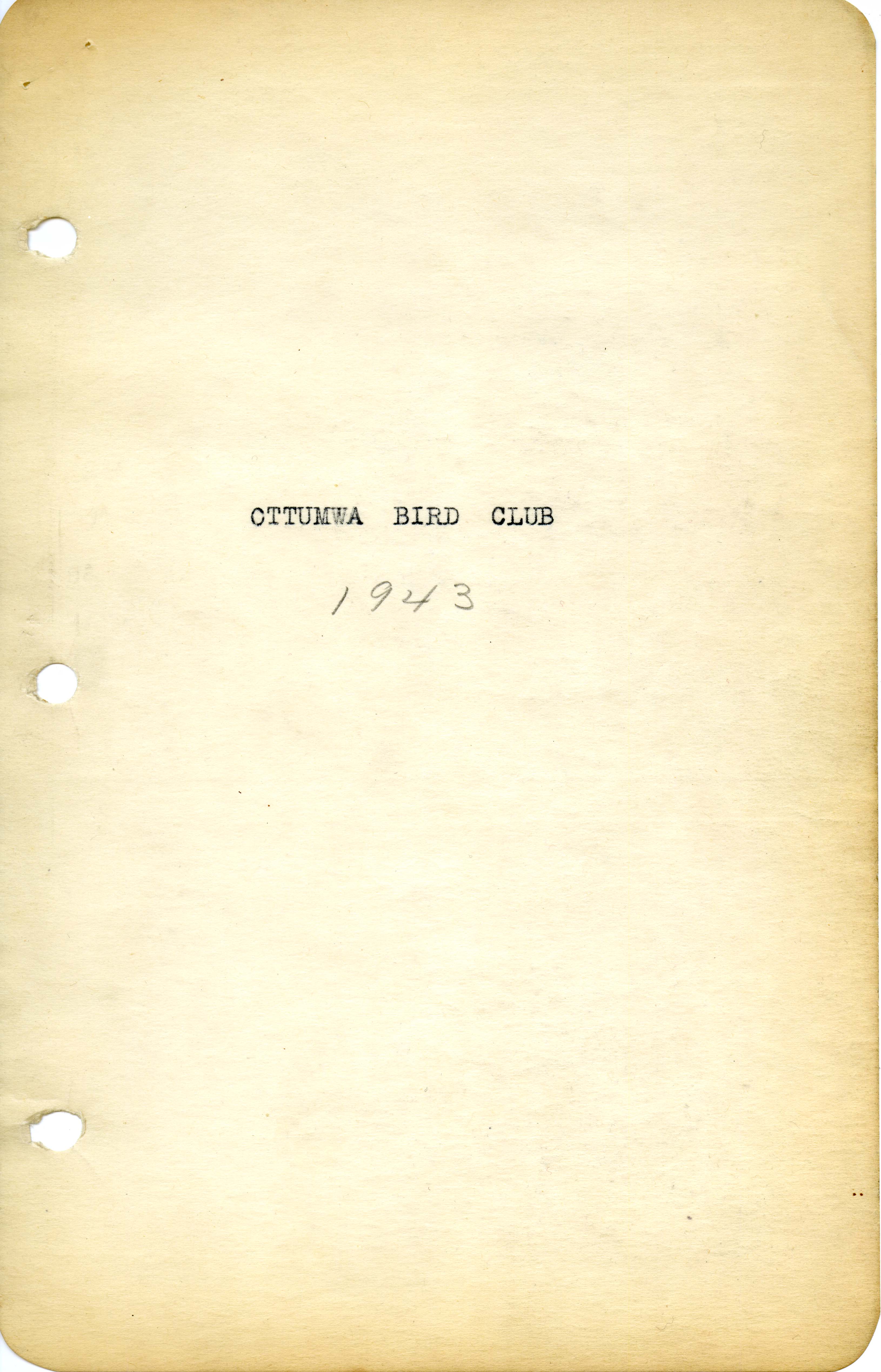 Ottumwa Bird Club membership list and meeting minutes, January 6, 1944