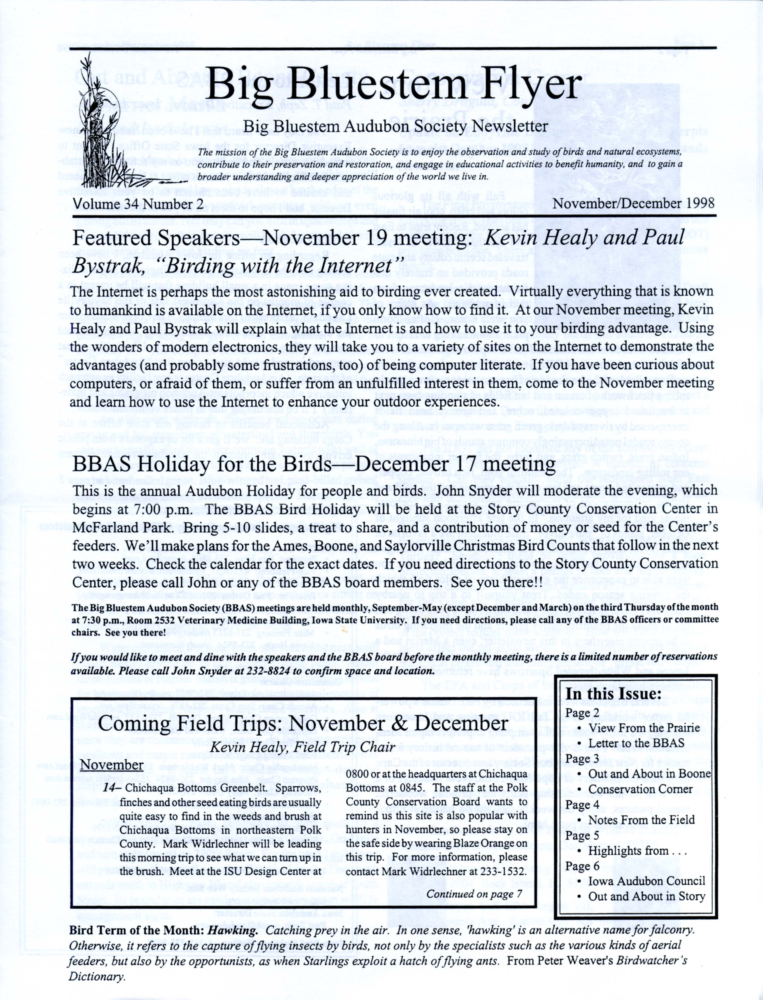 Big Bluestem Flyer, Volume 34, Number 2, November/December 1998
