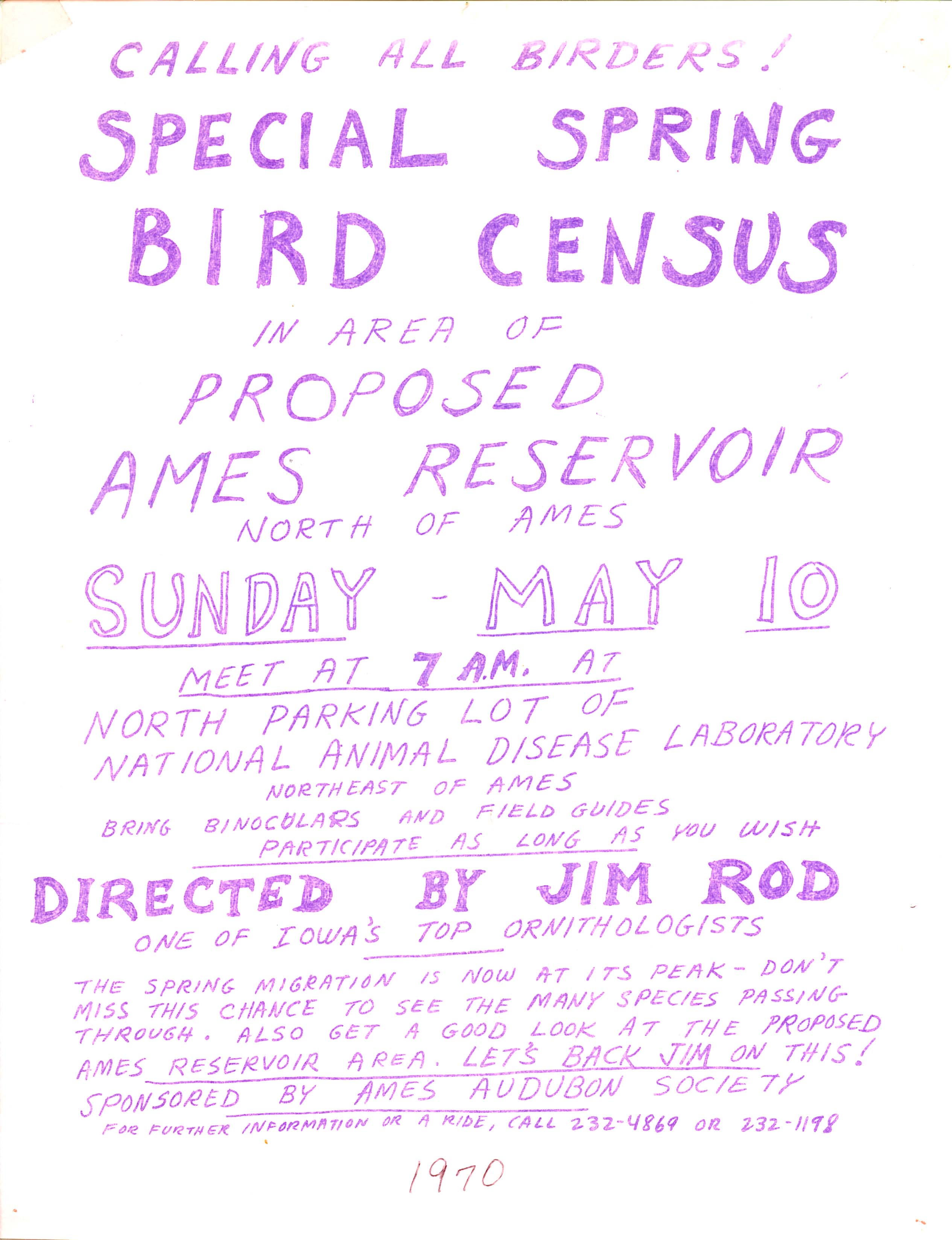 Special spring bird census flyer