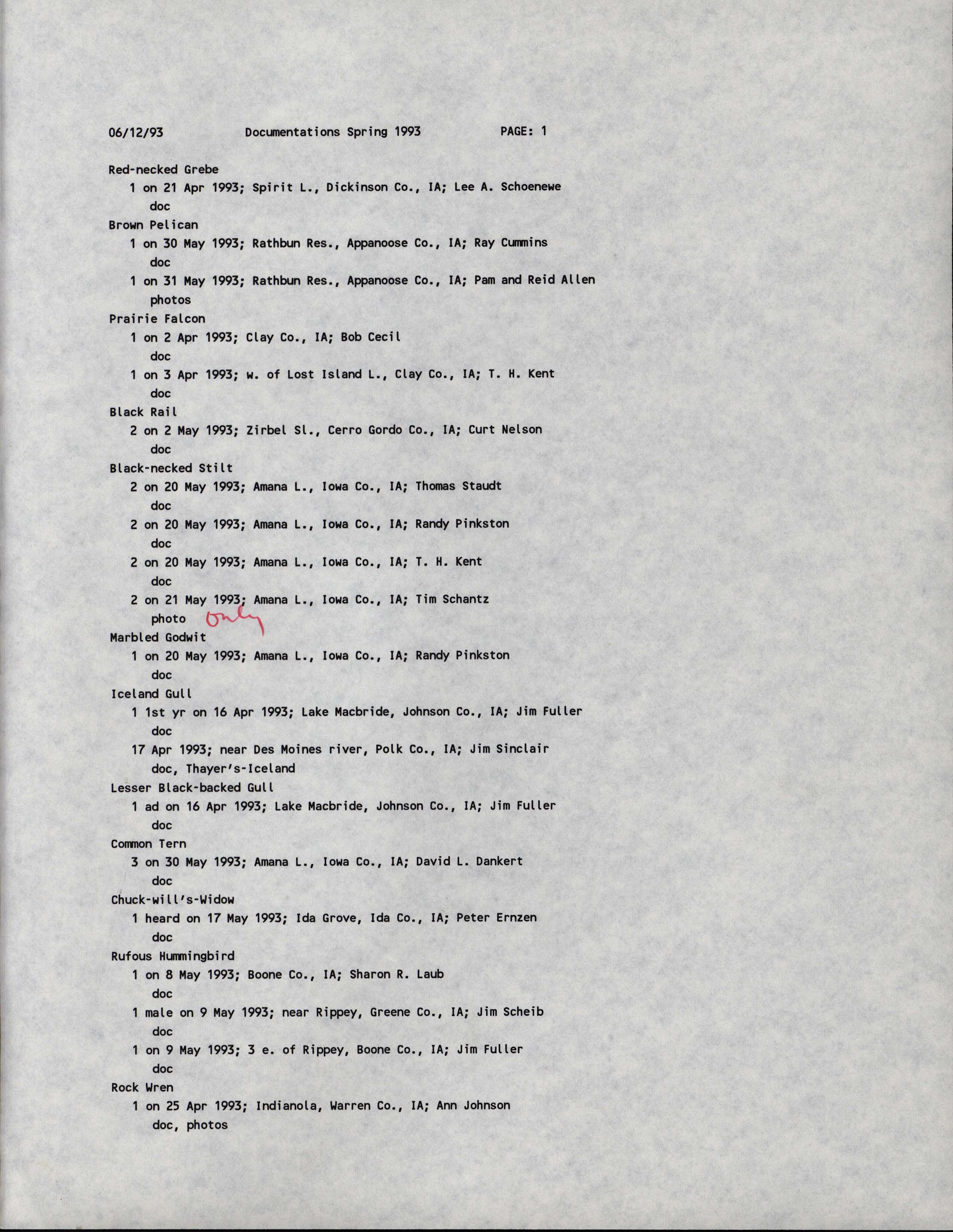 Documentations, Spring 1993