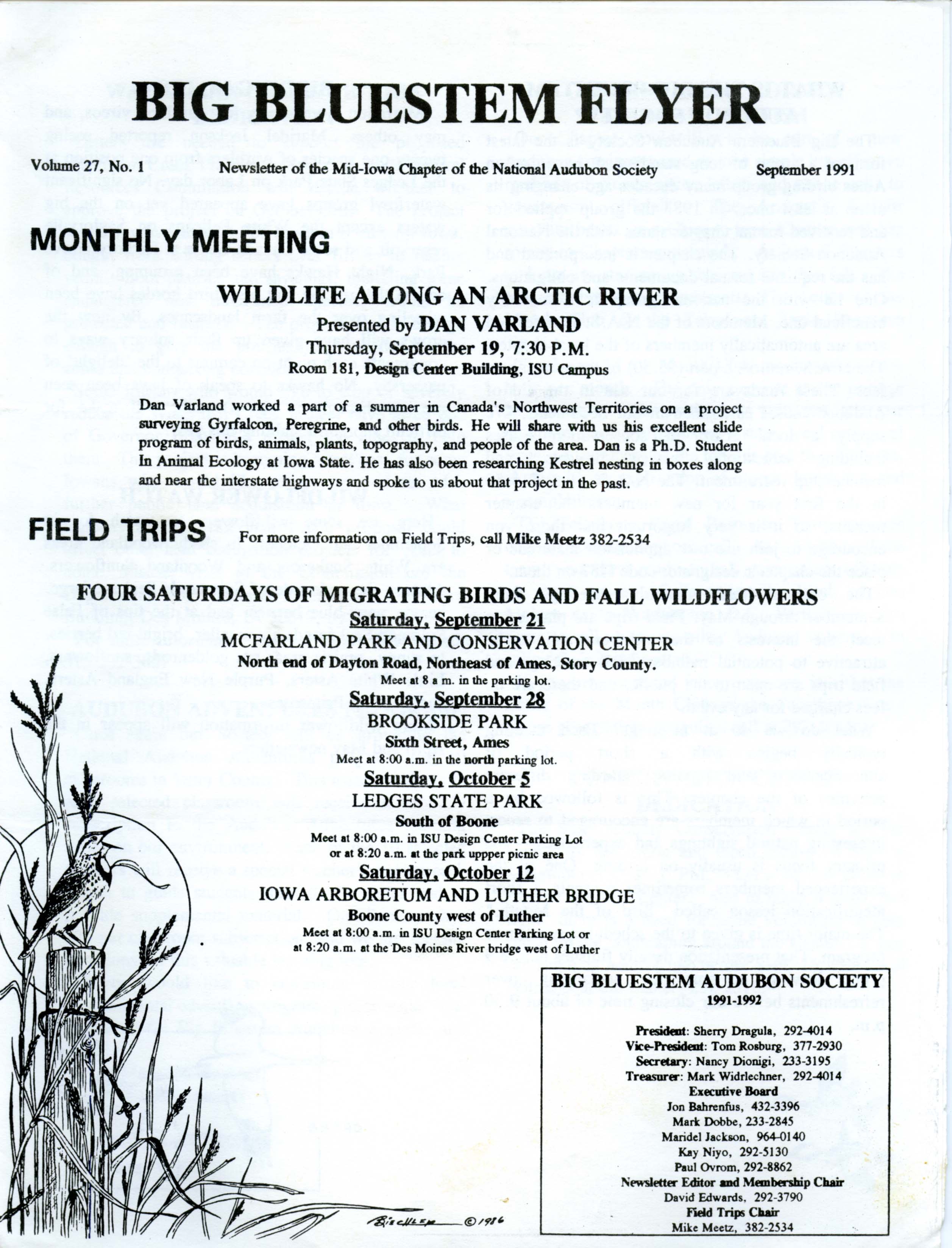 Big Bluestem Flyer, Volume 27, Number 1, September 1991