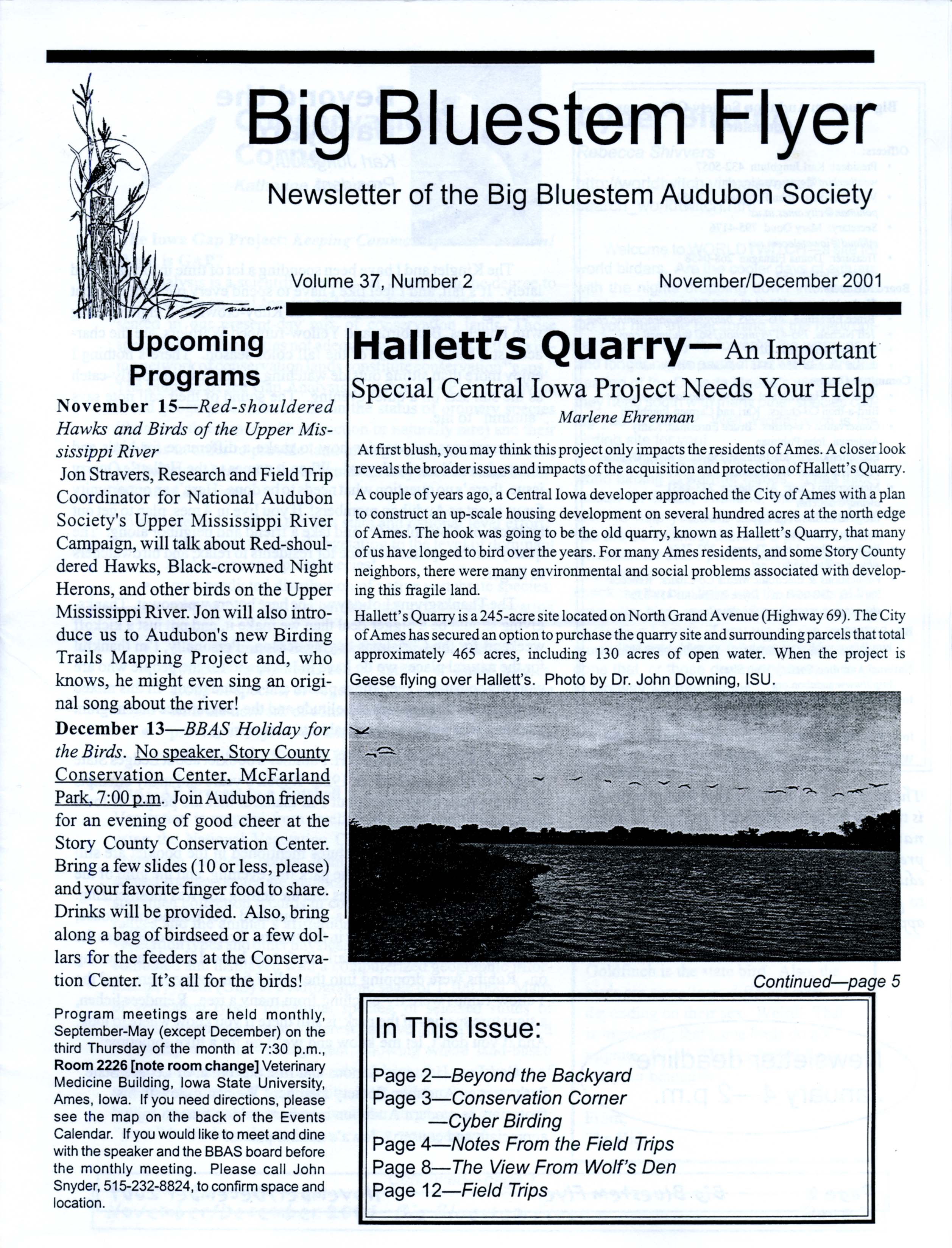 Big Bluestem Flyer, Volume 37, Number 2, November/December 2001