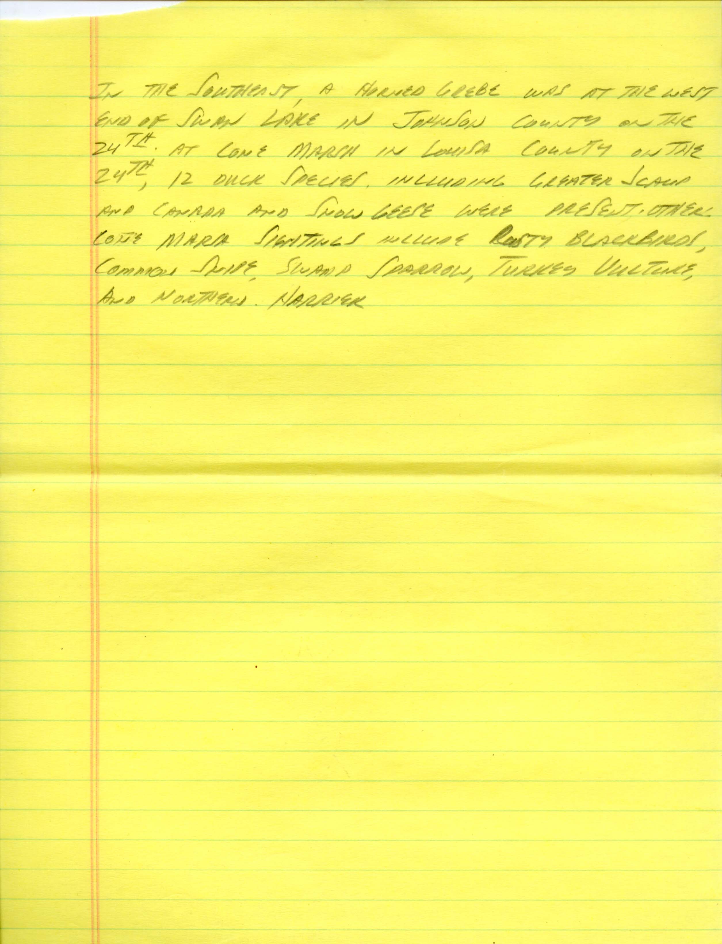 Iowa Birdline update, March 25, 1991 notes