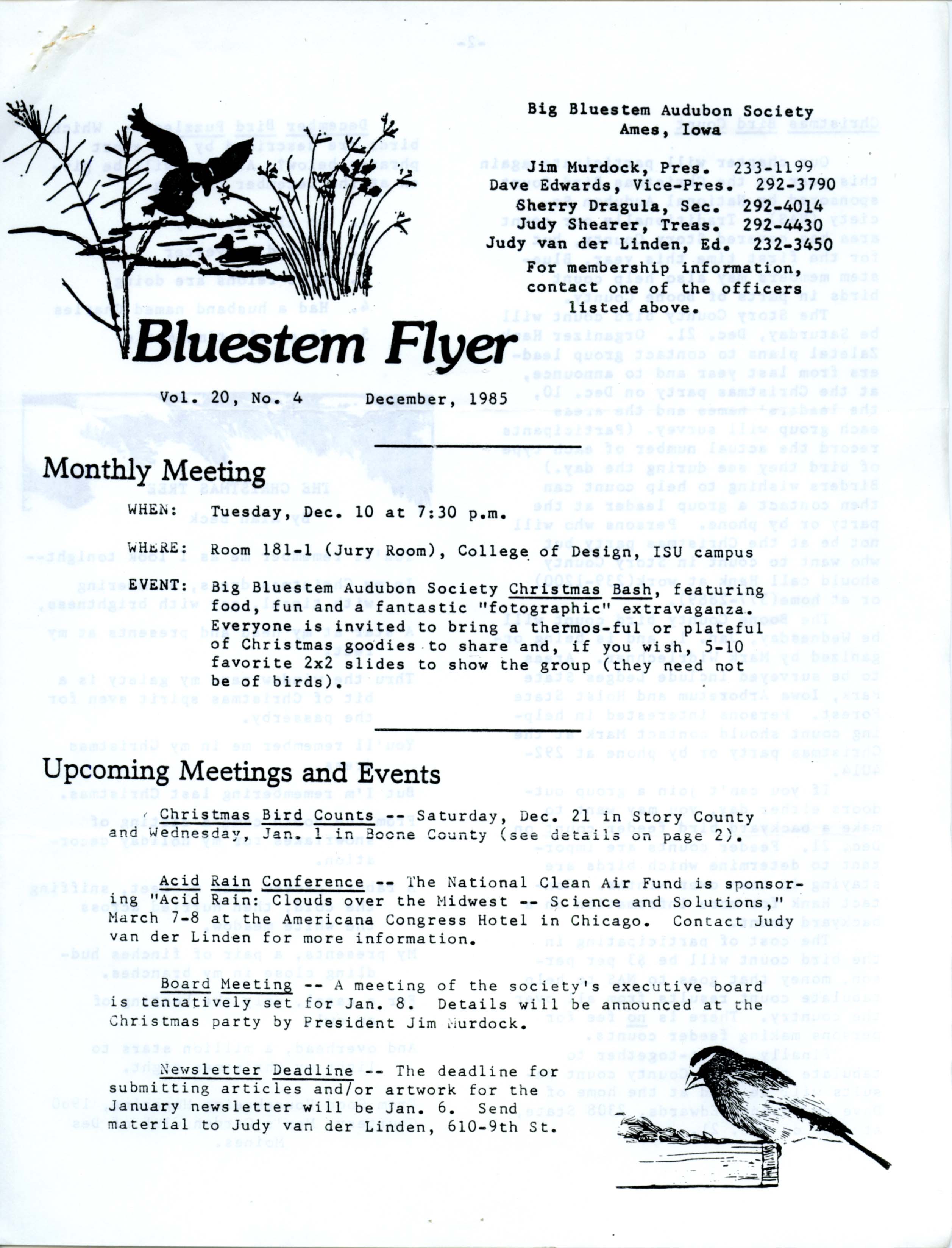 Bluestem Flyer, Volume 20, Number 4, December 1985