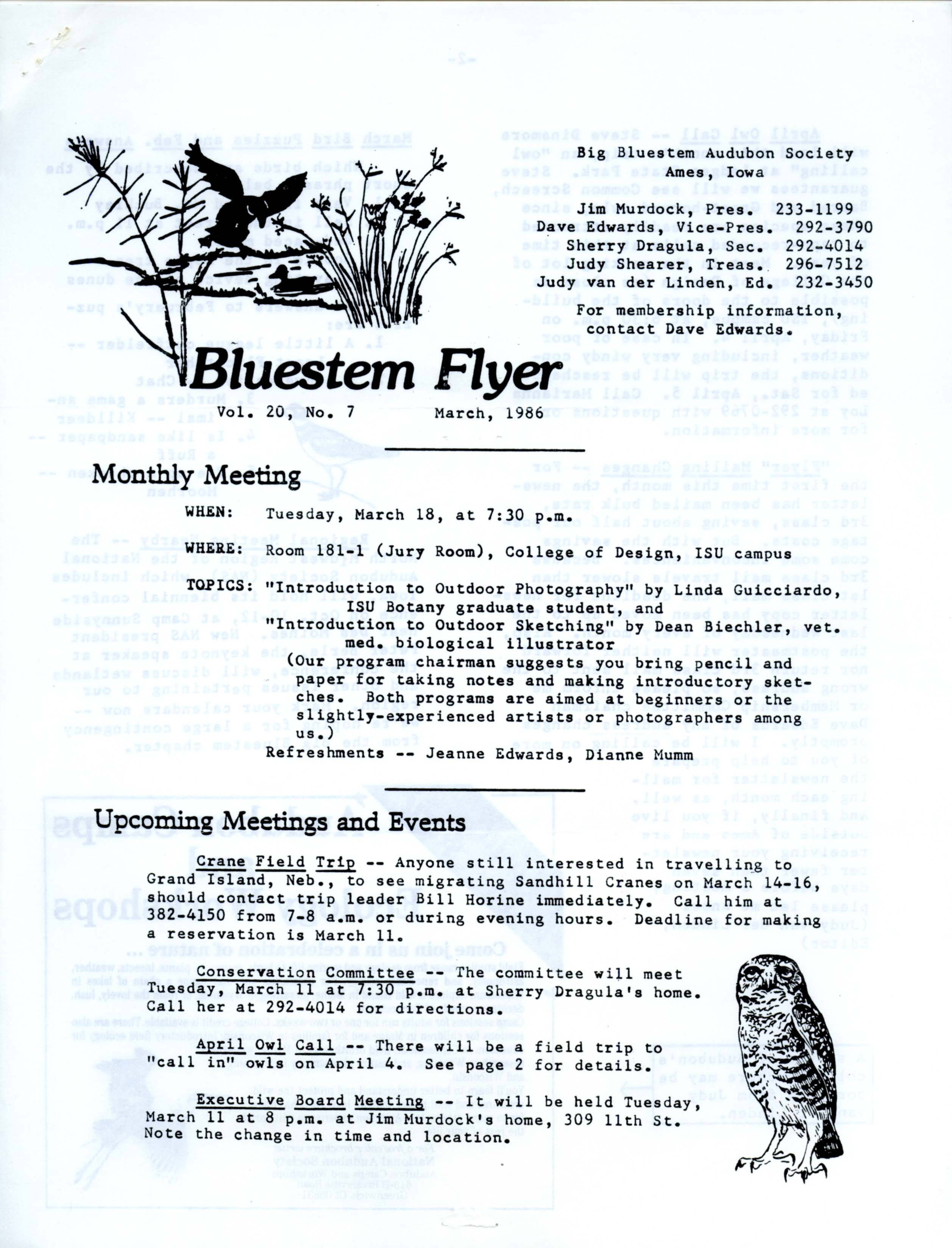 Bluestem Flyer, Volume 20, Number 7, March 1986
