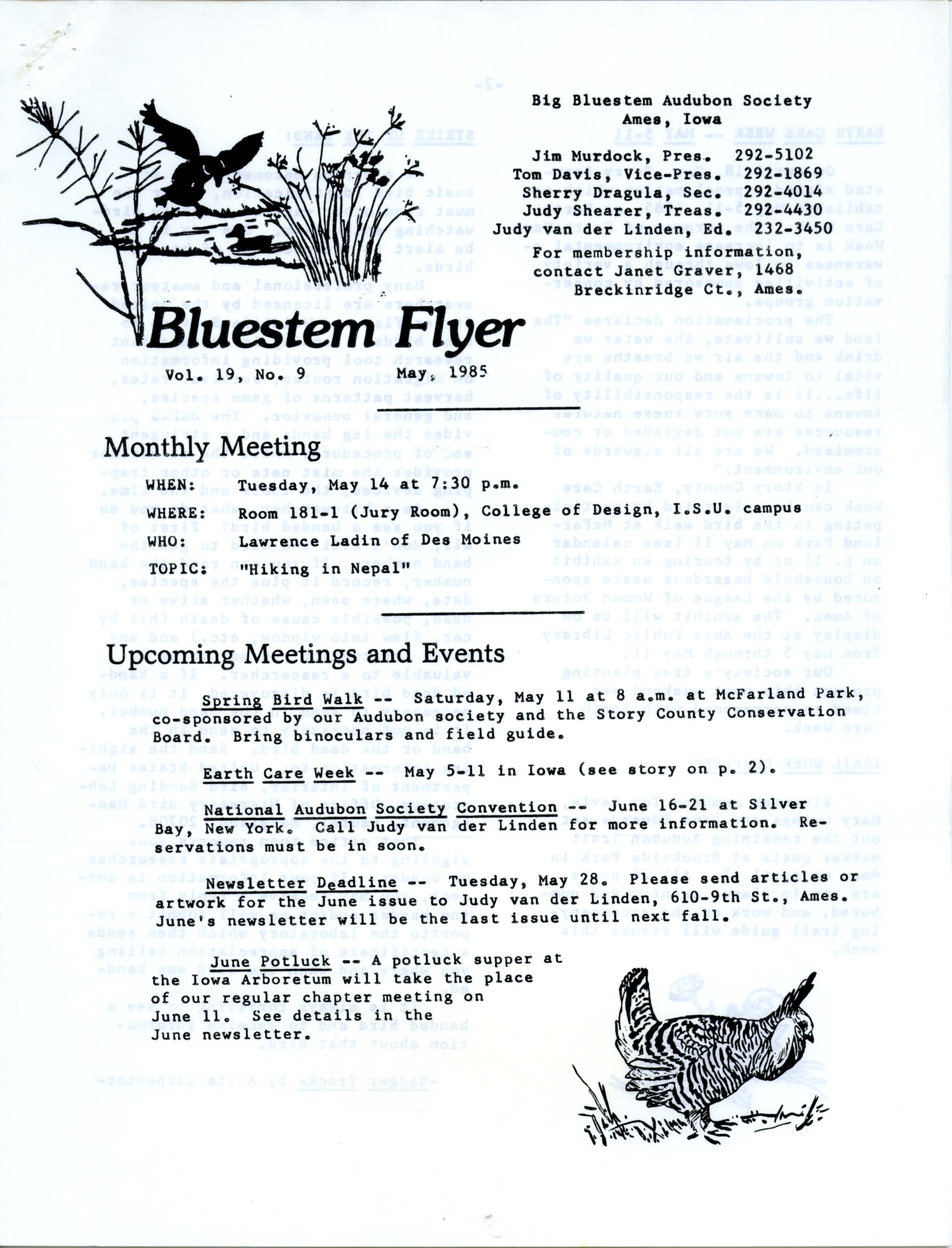 Bluestem Flyer, Volume 19, Number 9, May 1985