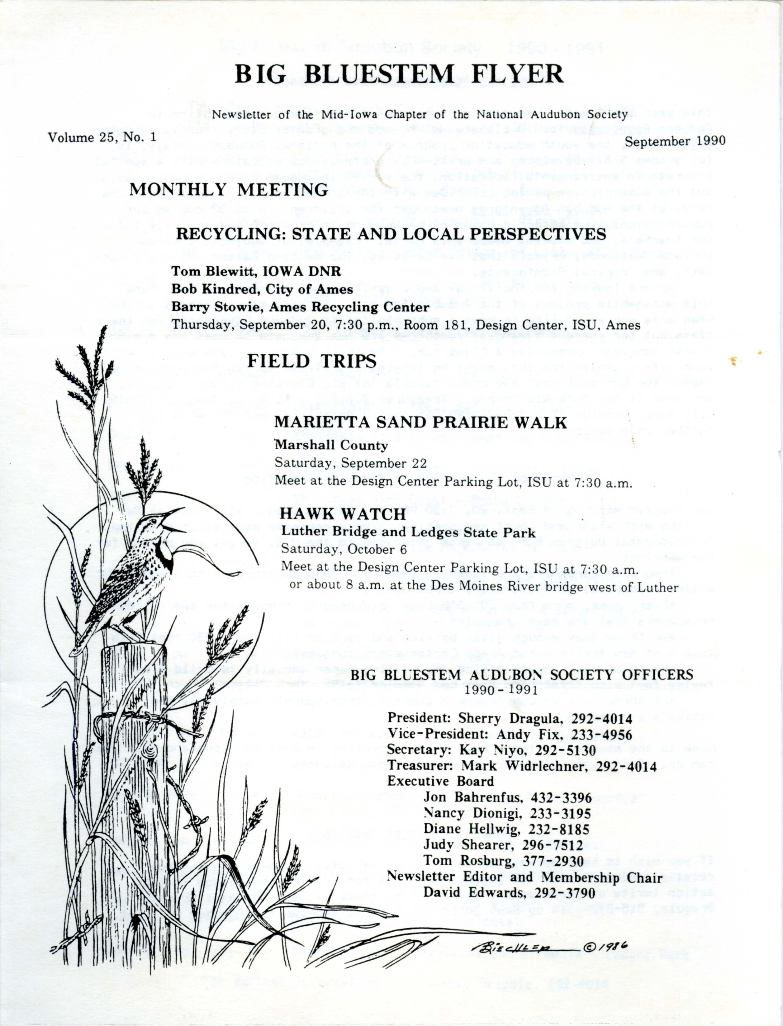 Big Bluestem Flyer, Volume 25, Number 1, September 1990