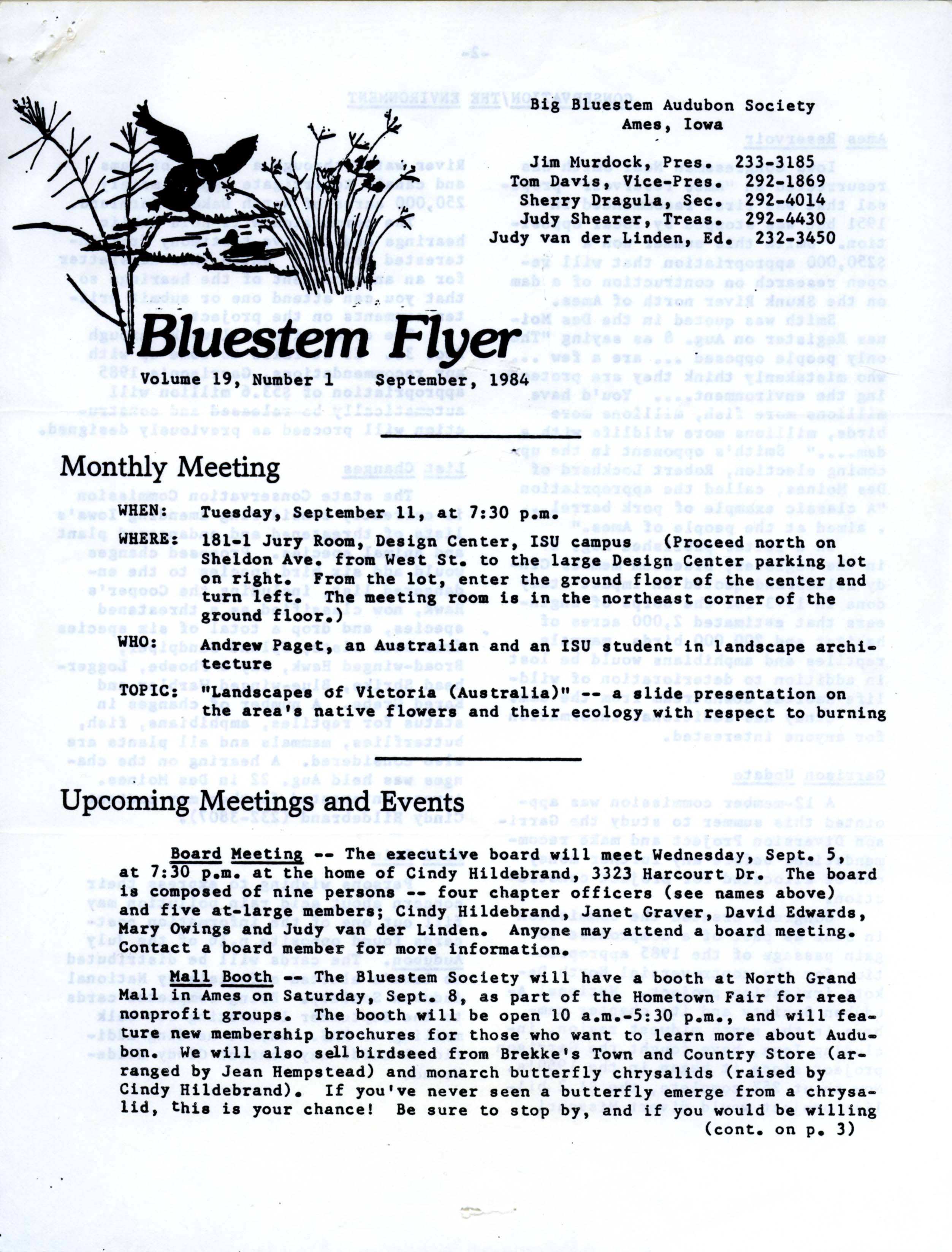 Bluestem Flyer, Volume 19, Number 1, September 1984