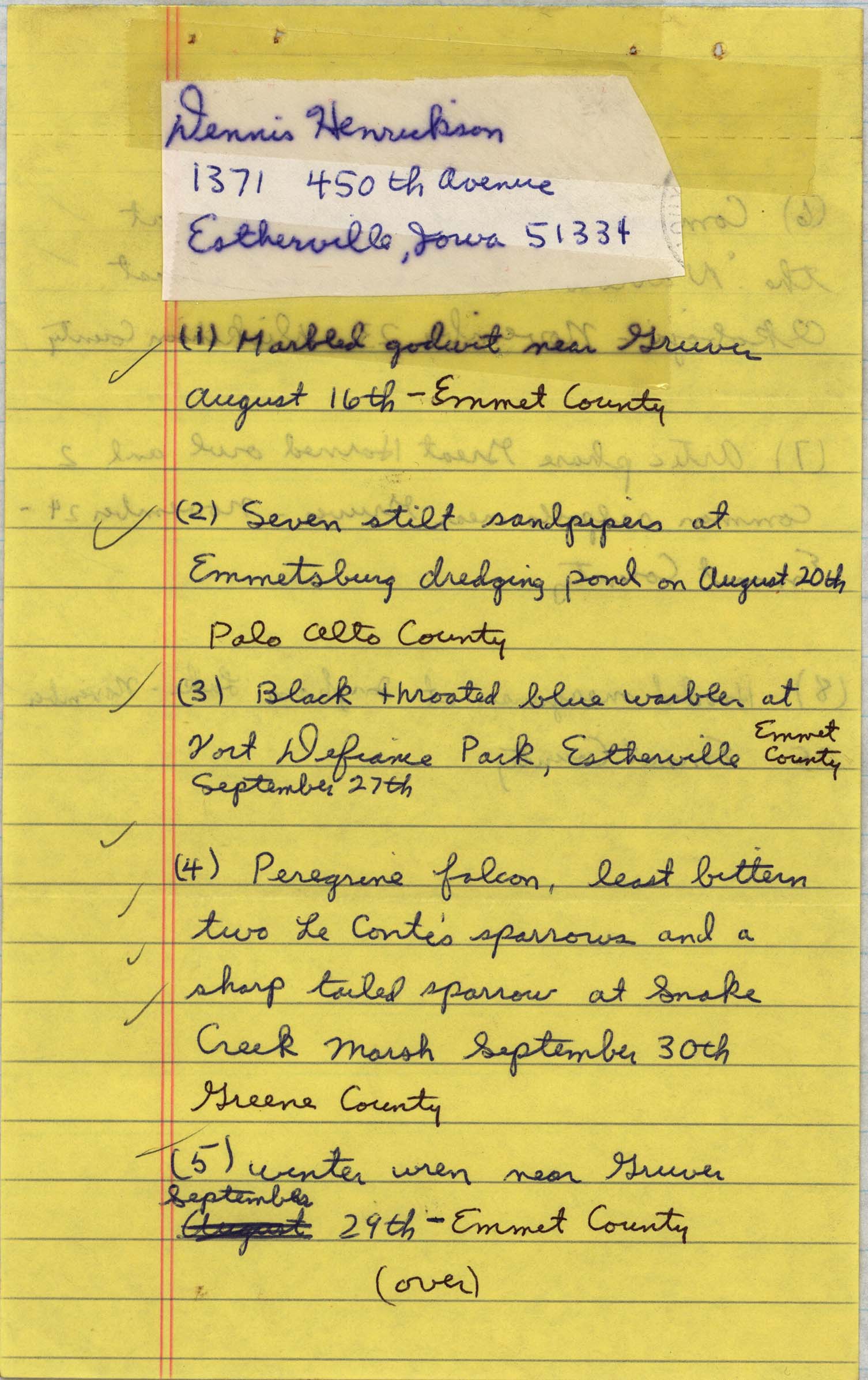 Field notes contributed by Dennis Henrickson, fall 1993