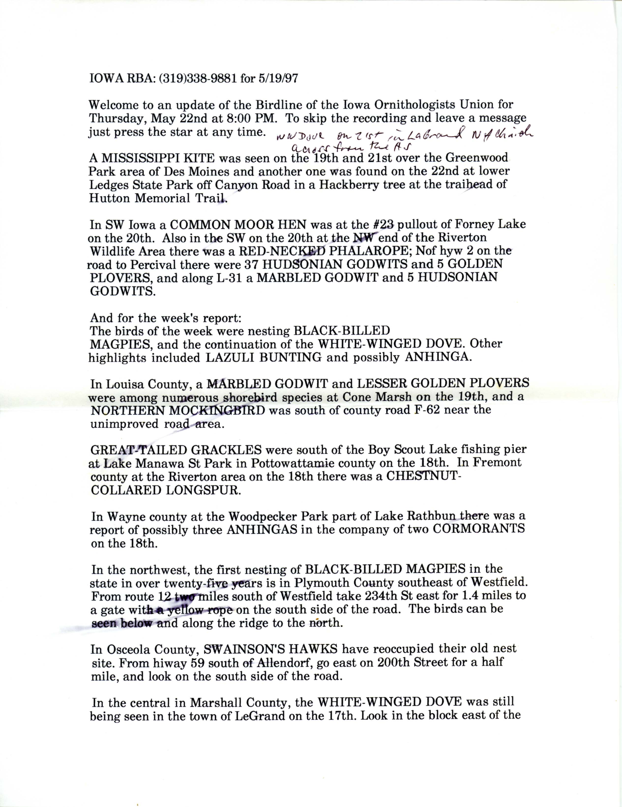 Iowa RBA and update, May 19-22, 1997