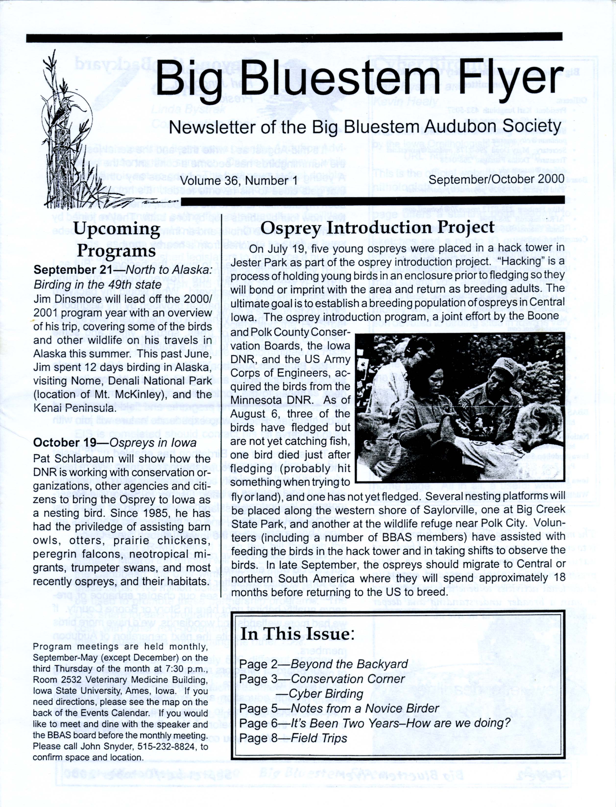 Big Bluestem Flyer, Volume 36, Number 1, September/October 2000