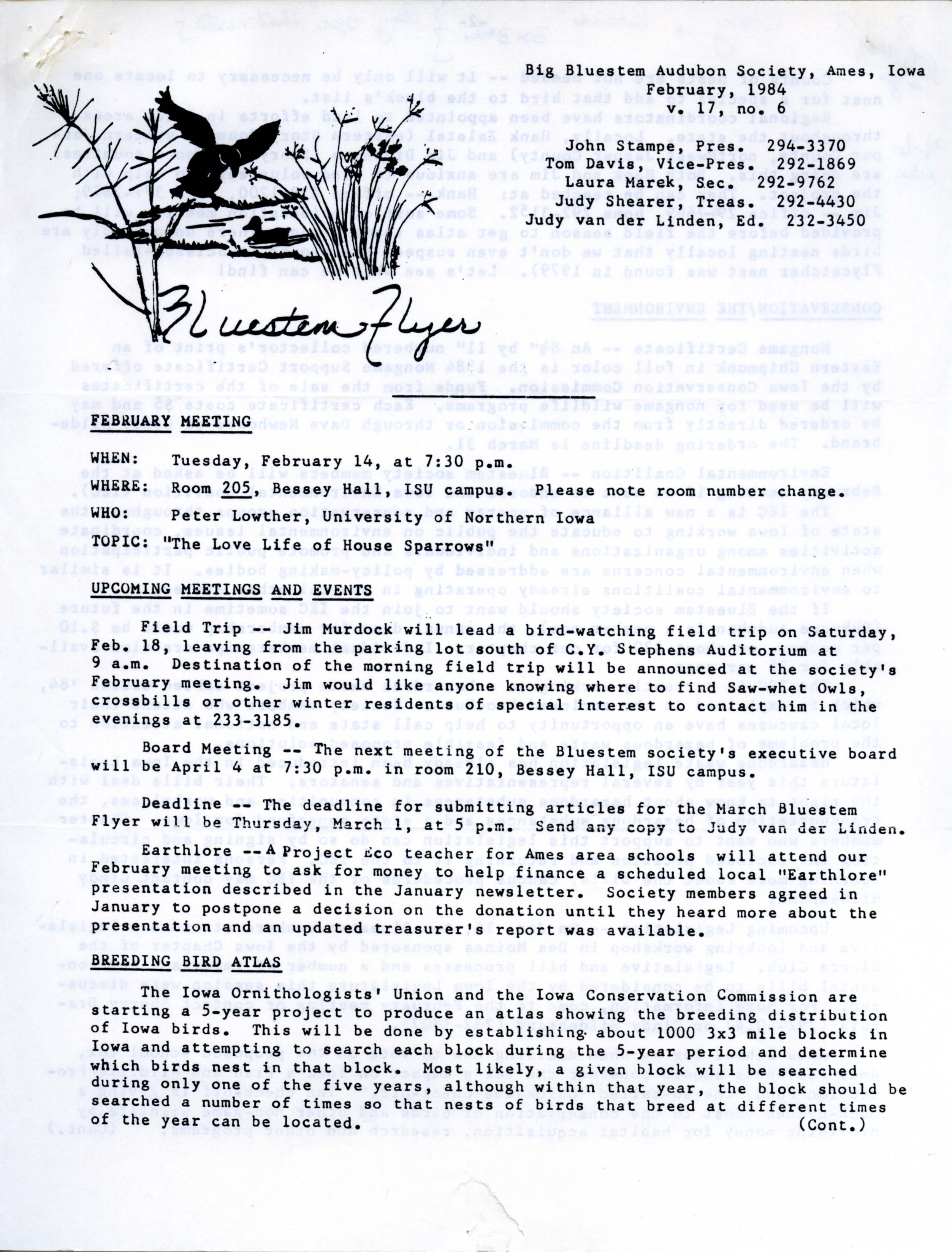 Bluestem Flyer, Volume 17, Number 6, February 1984