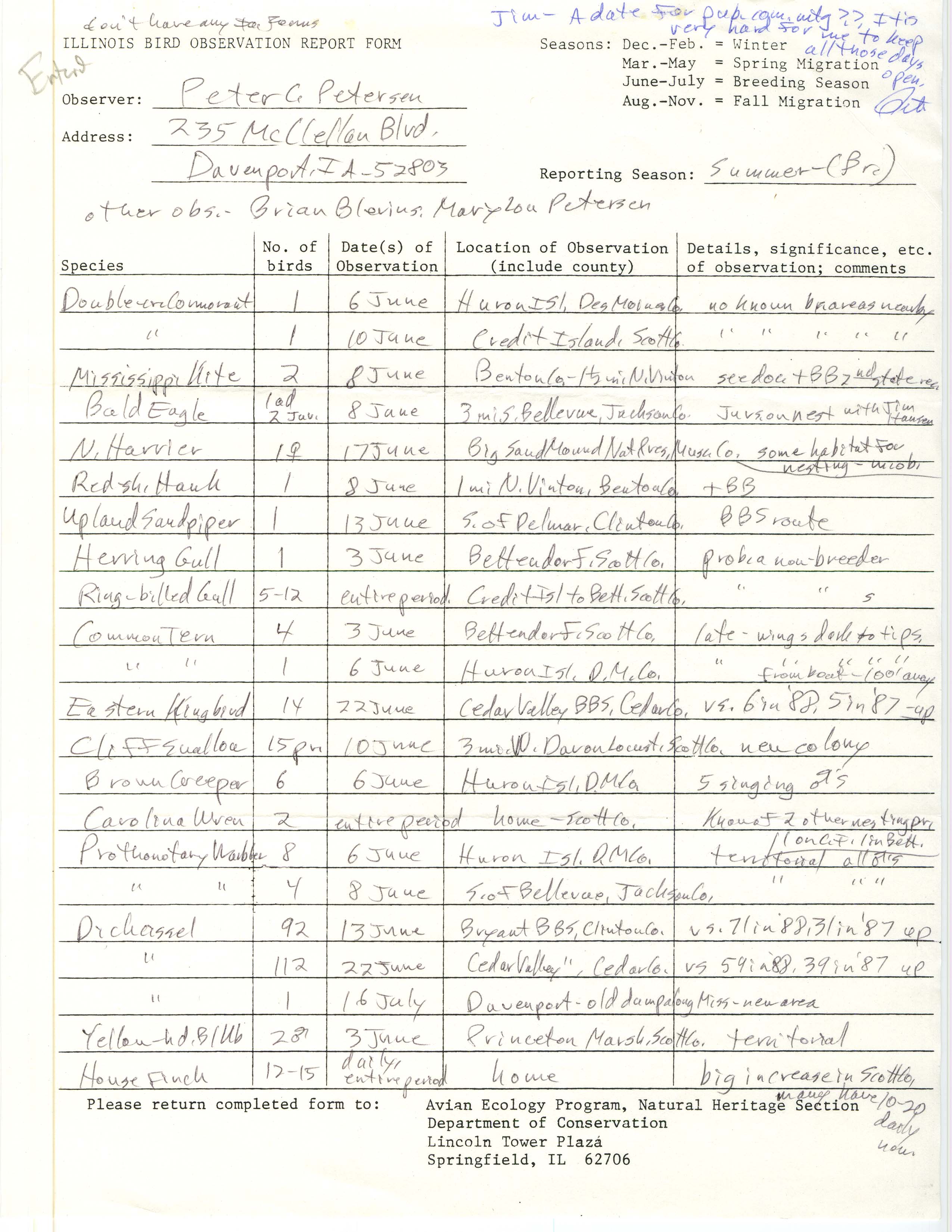 Field notes contributed by Peter C. Petersen, summer 1989