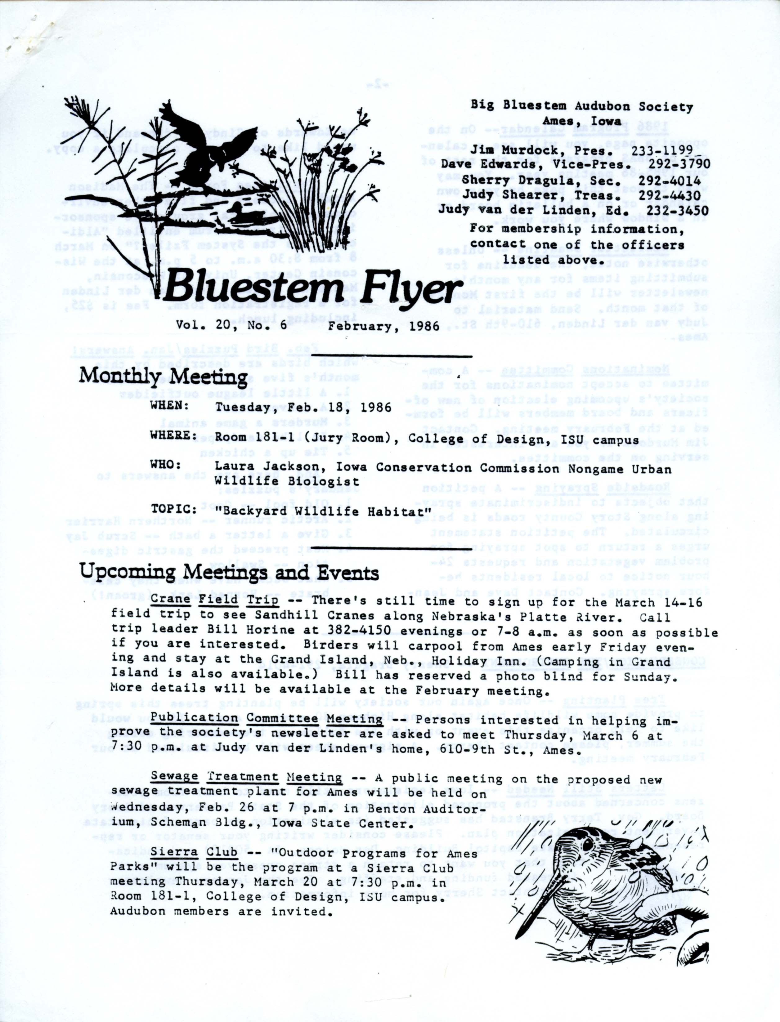 Bluestem Flyer, Volume 20, Number 6, February 1986