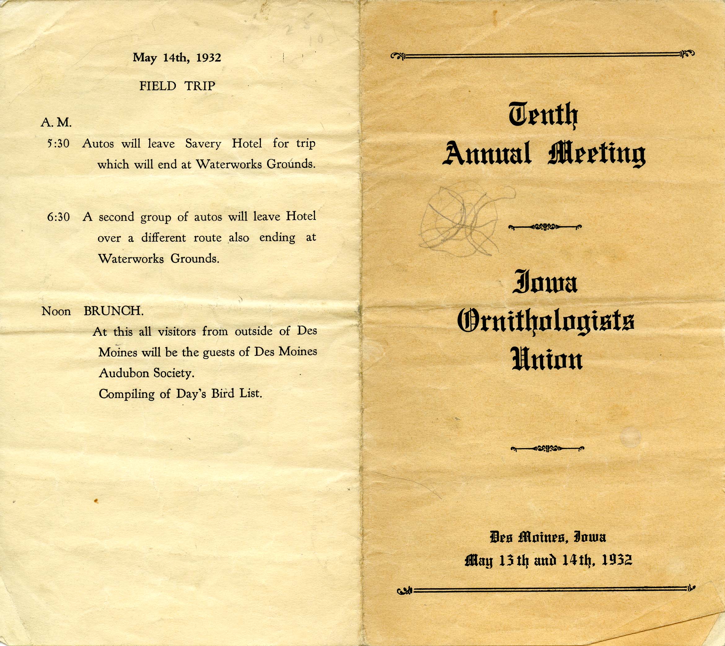 Tenth Annual Meeting Iowa Ornithologists' Union, May 13-14, 1952